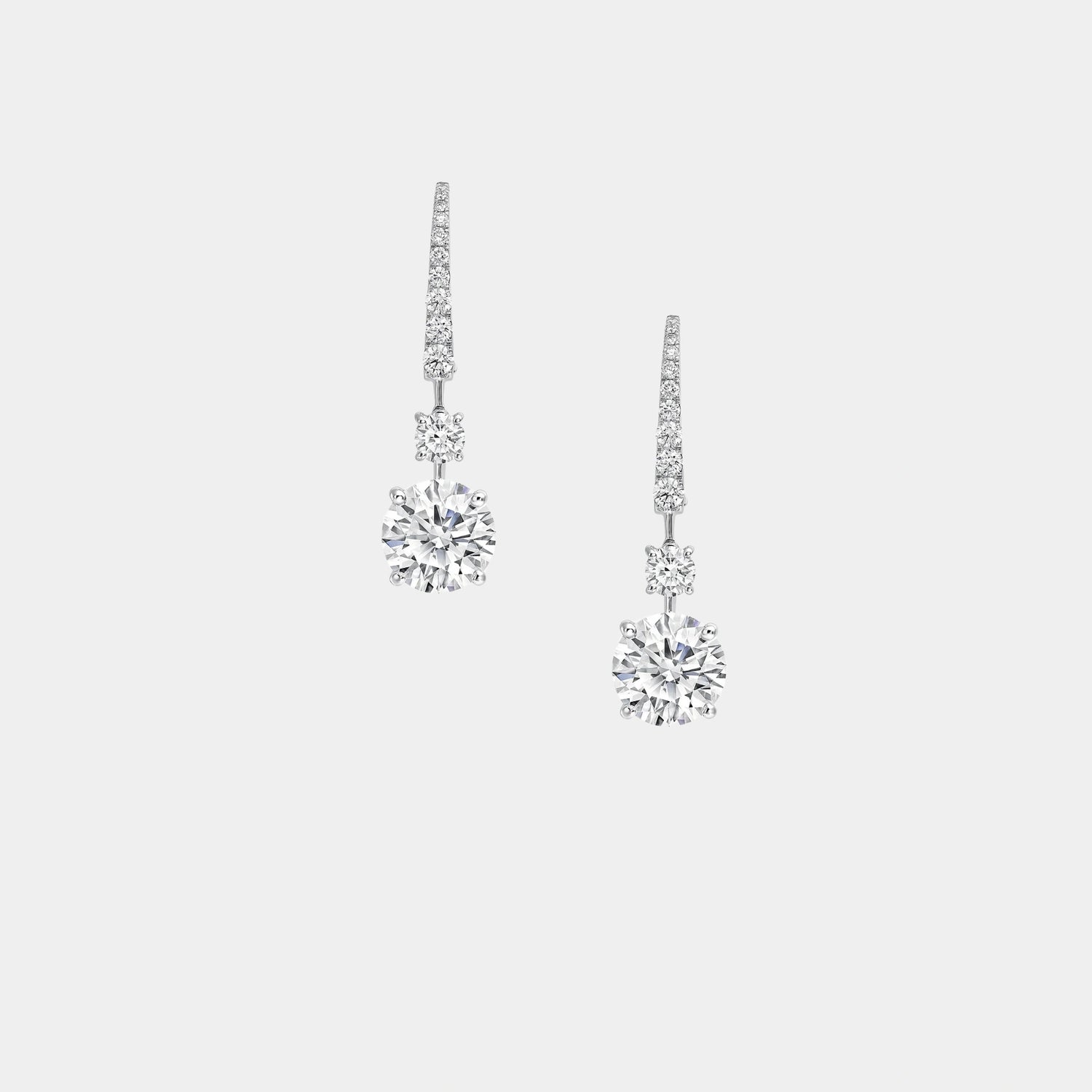 Classic Graff Round Diamond Solitaire Earrings, Front