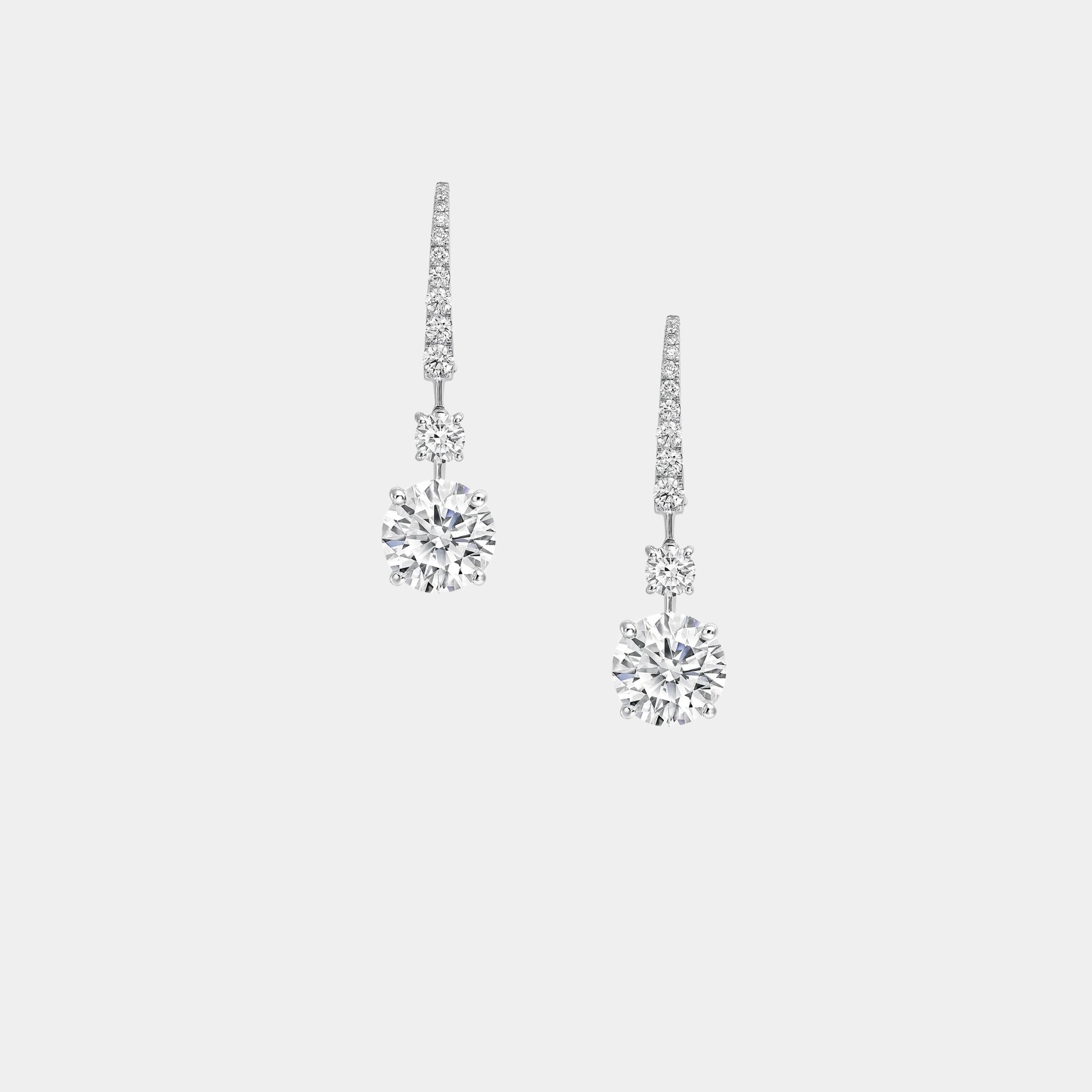 Classic Graff Round Diamond Solitaire Earrings, Front