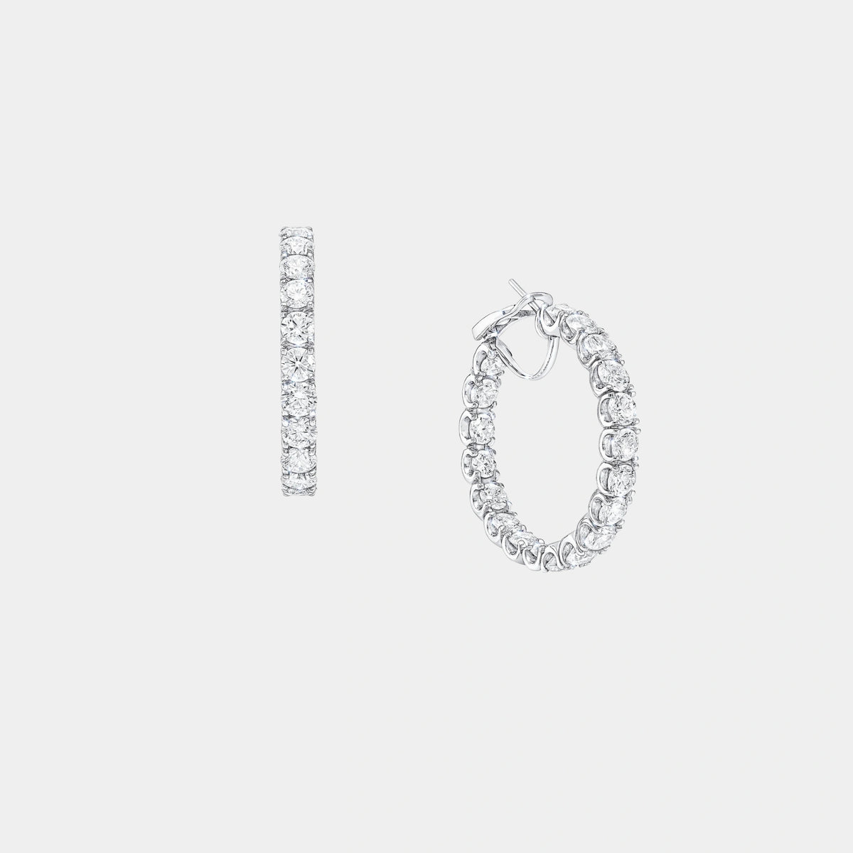 Classic Graff Round White Diamond Hoop Earrings