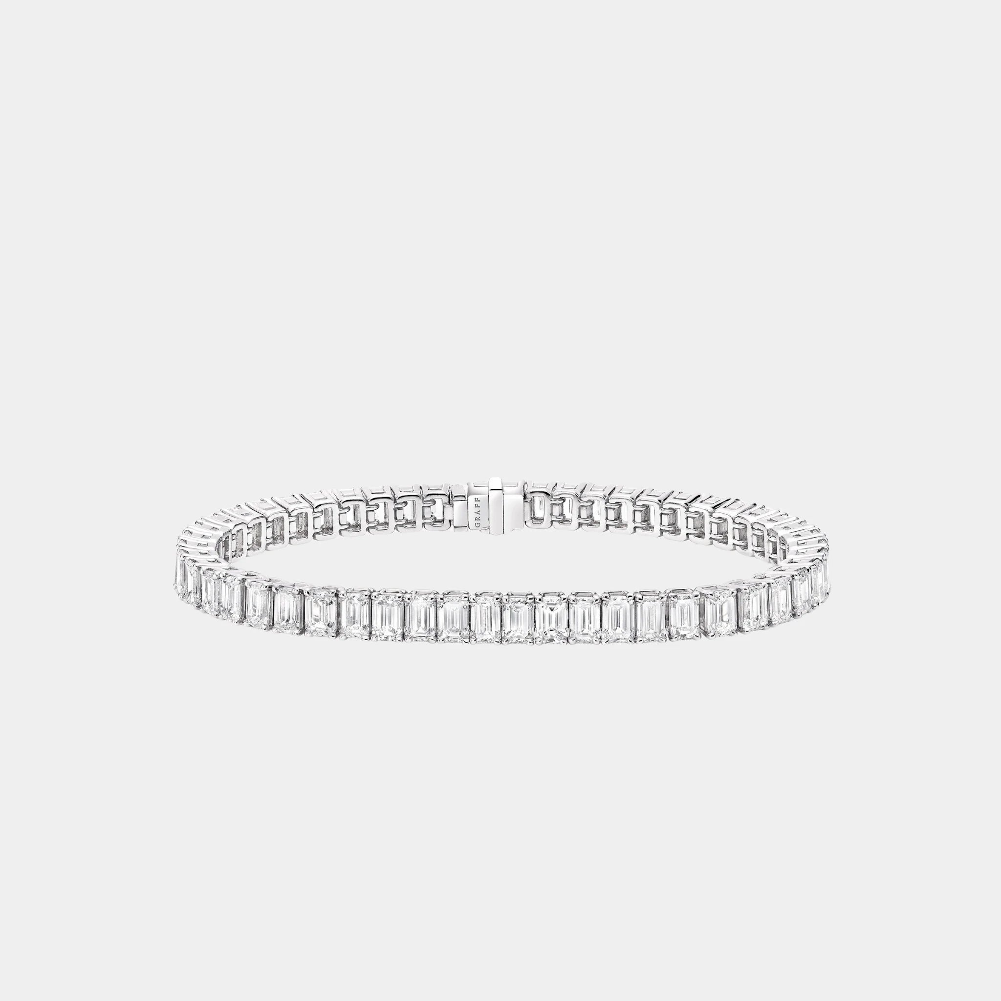 Classic Graff Slim Emerald Cut Diamond Bracelet, Front