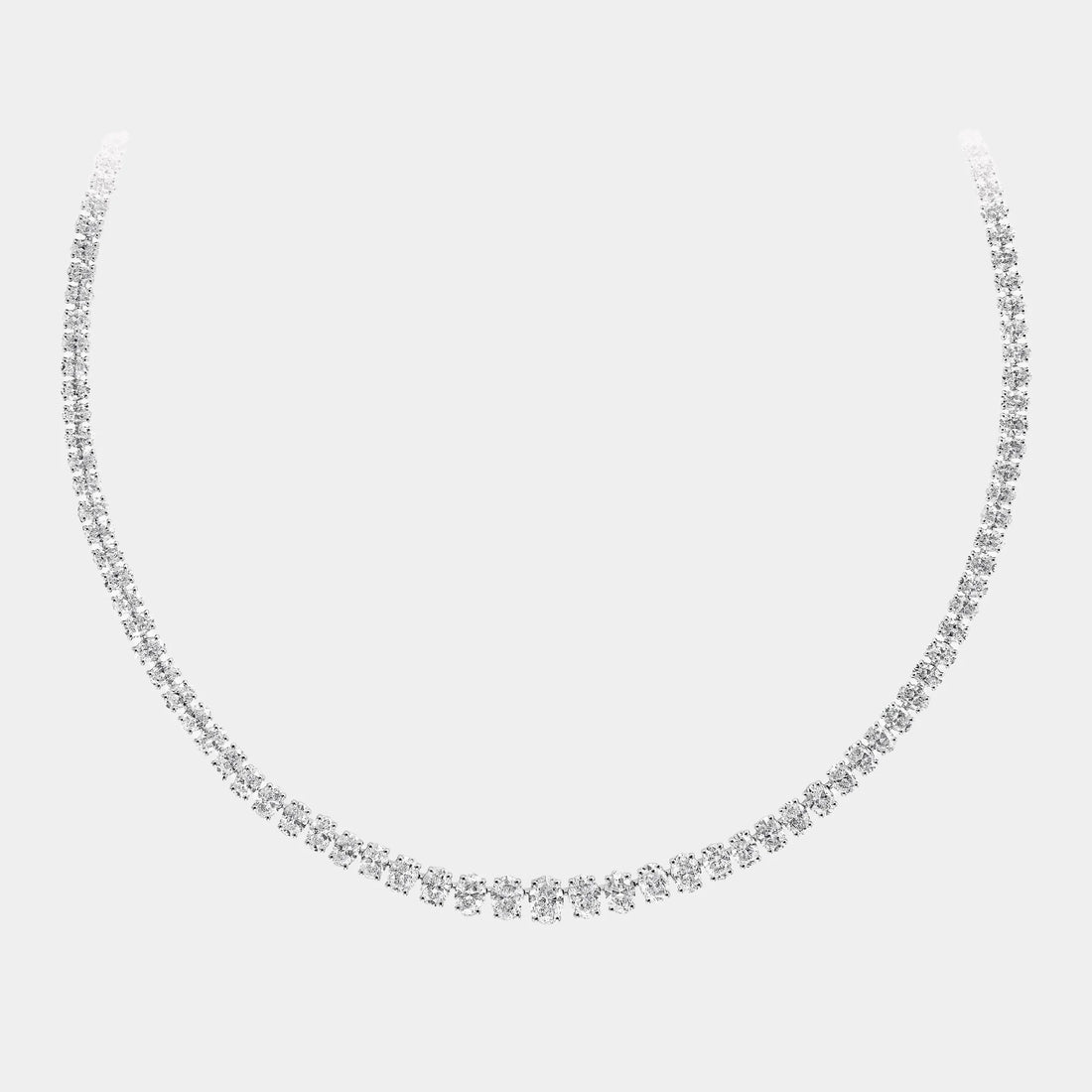 Classic Graff White Oval Diamond Graduated Line Necklace, Front