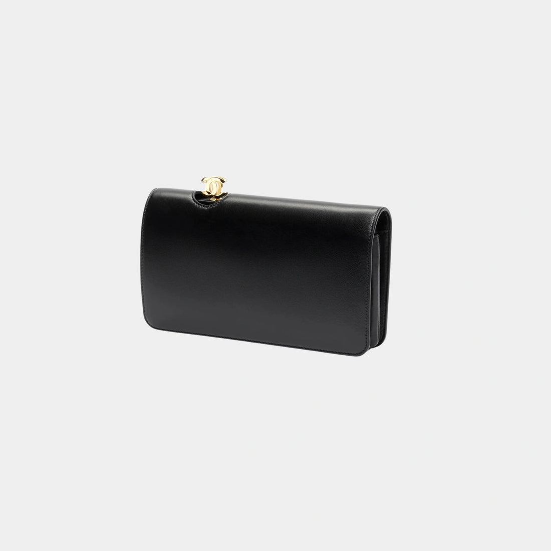 Clutch Bag Shiny Lamb &amp; Gold-Plated Metal Black