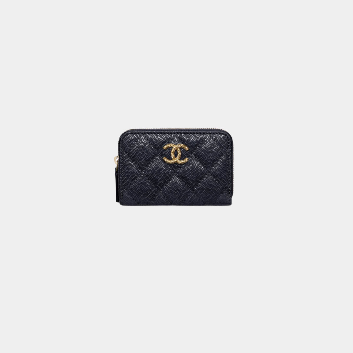 Coin Purse Shiny Grained Calfskin & Gold Tone Metal