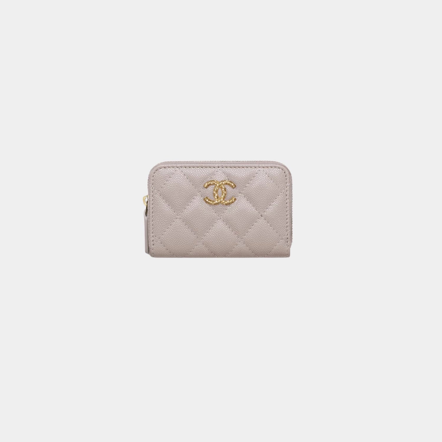 Chanel Coin Purse Shiny Grained Calfskin &amp; Gold Tone Metal, Dark Grey 
