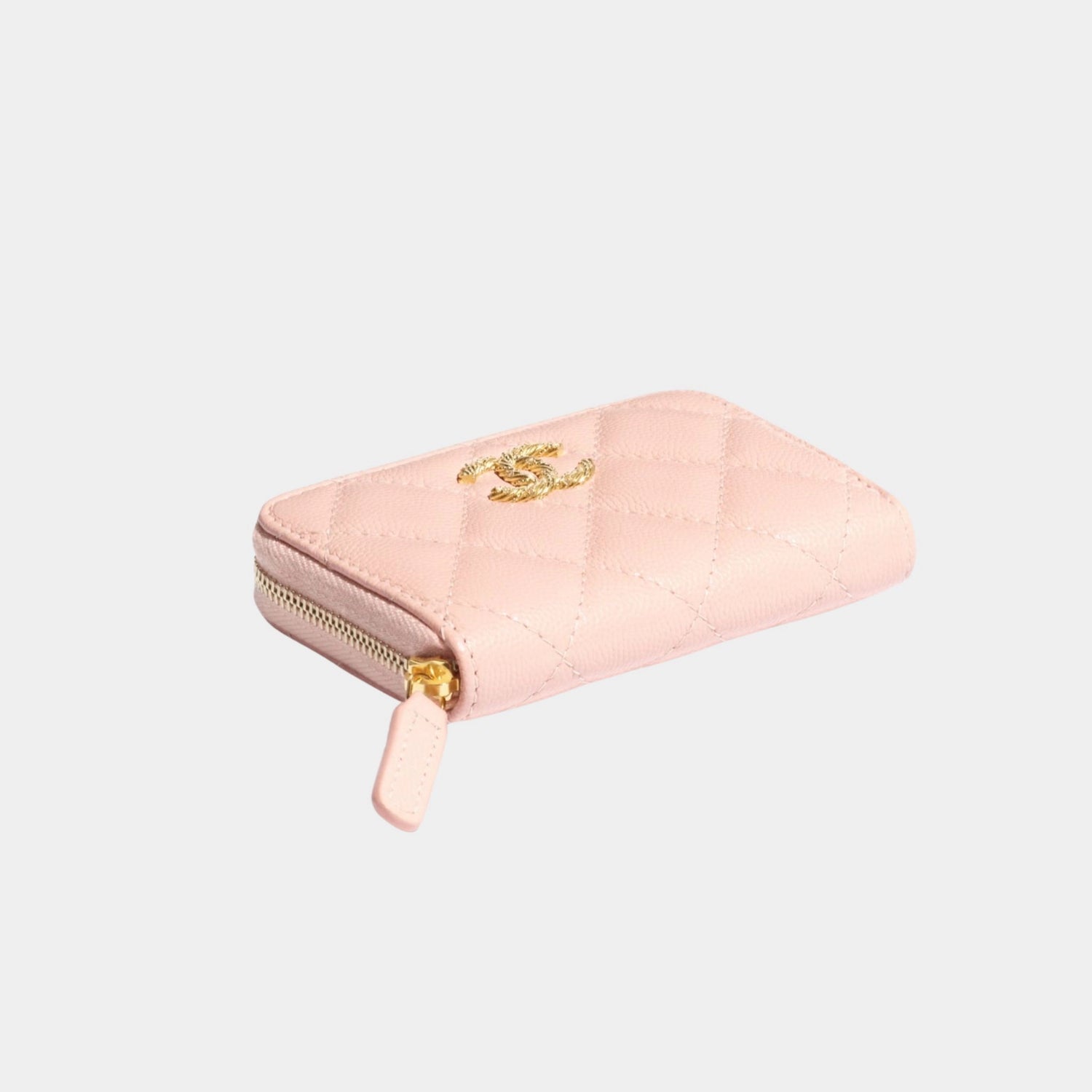 Chanel Coin Purse Shiny Grained Calfskin &amp; Gold Tone Metal, Light Pink 