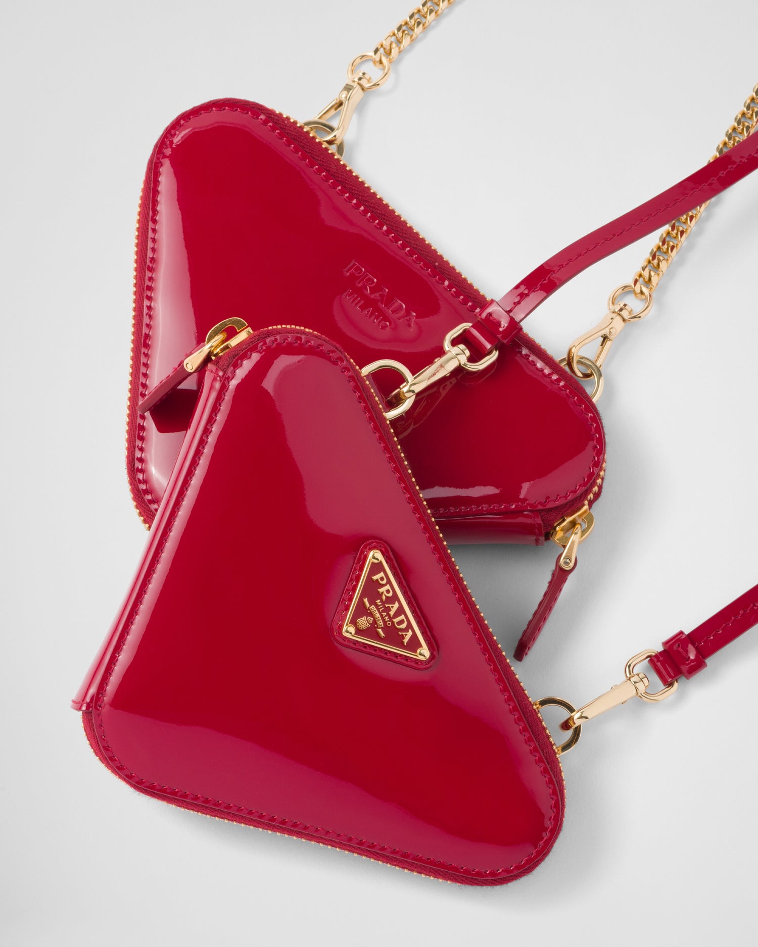 Triangular patent leather mini pouch