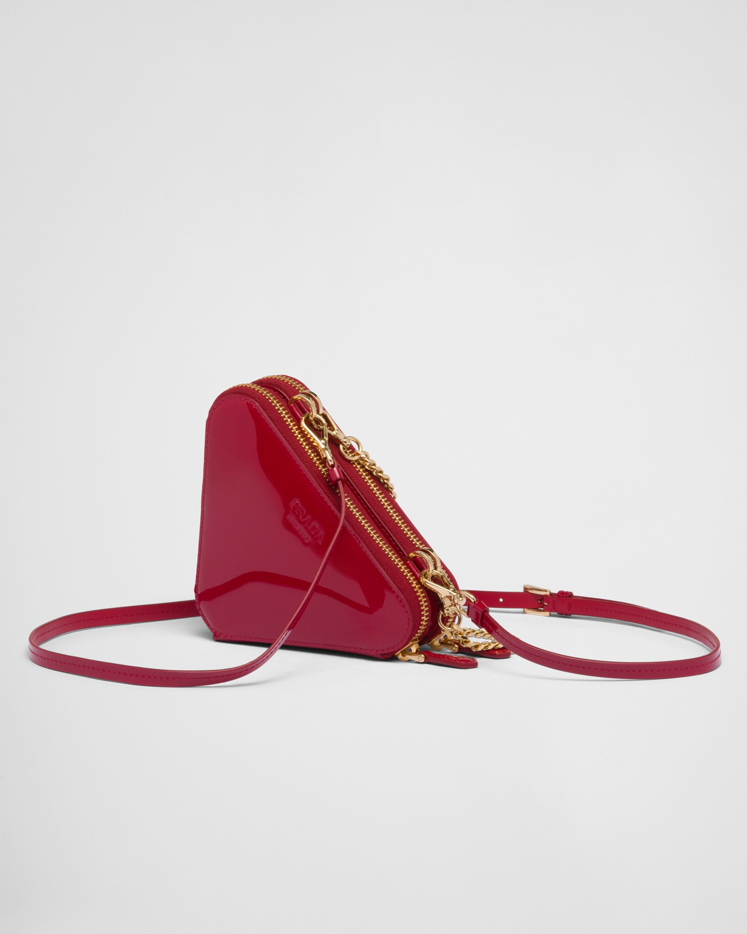 Triangular patent leather mini pouch