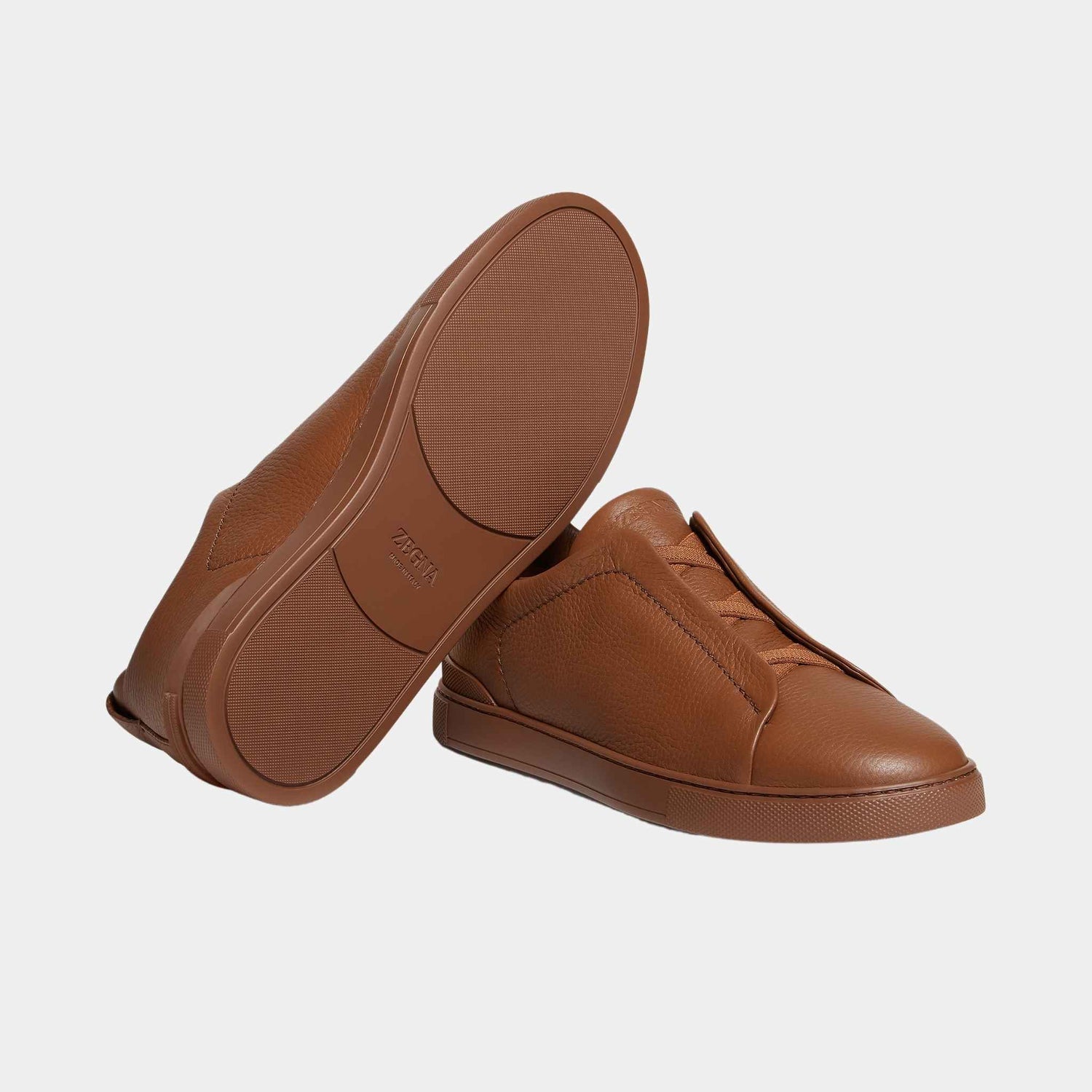 Zegna Deerskin Triple Stitch Sneakers, Foliage, Close