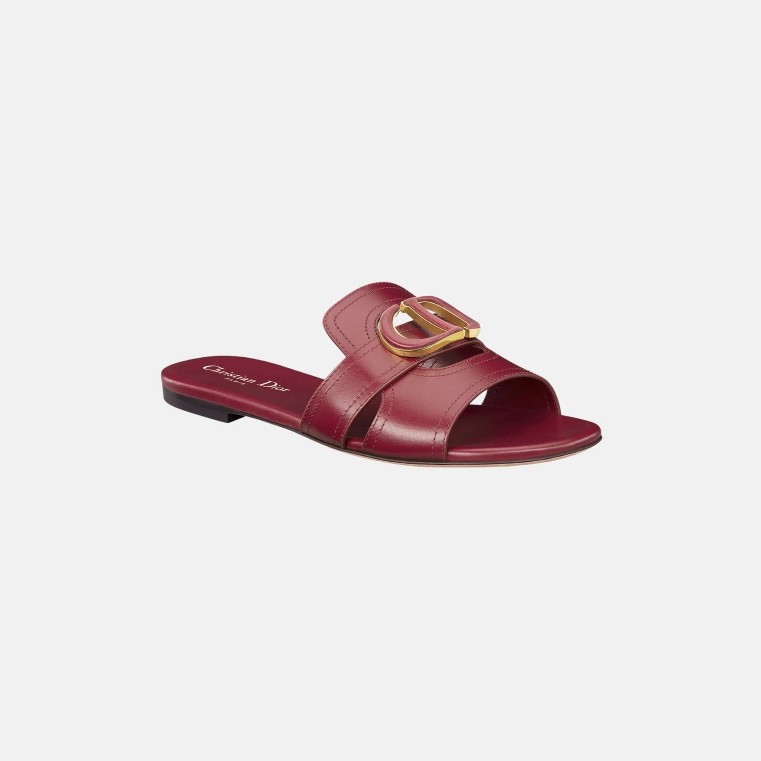 Dior 30 Montaigne Slide In Calfskin, Cherry Red, Front
