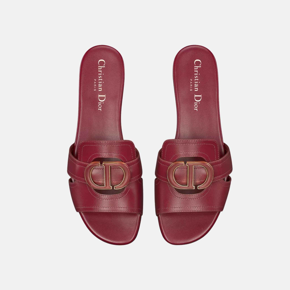 Dior 30 Montaigne Slide من جلد العجل، أحمر كرز، علوي