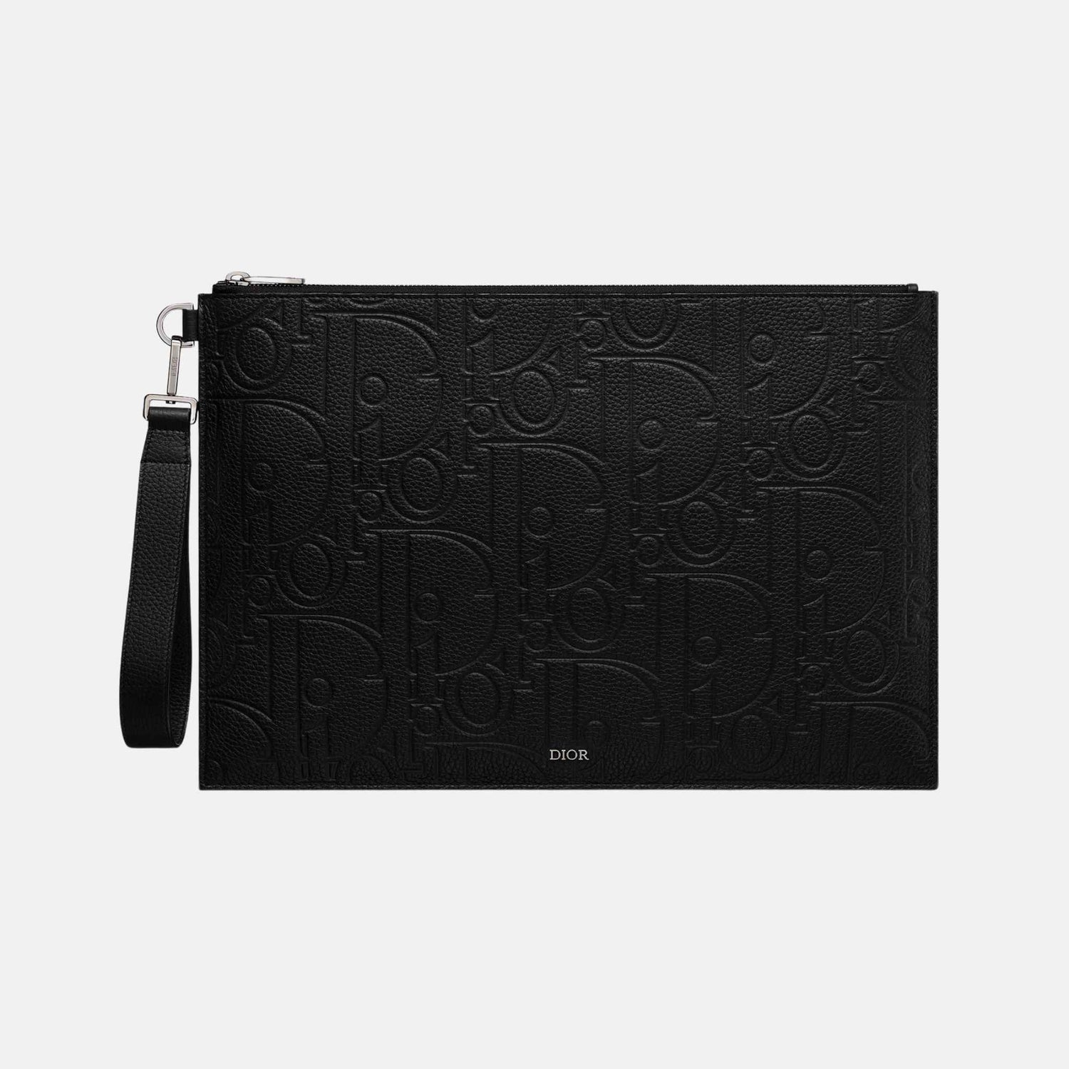 Dior A4 Pouch Black Dior Gravity Leather and Black Grained Calfskin, Front