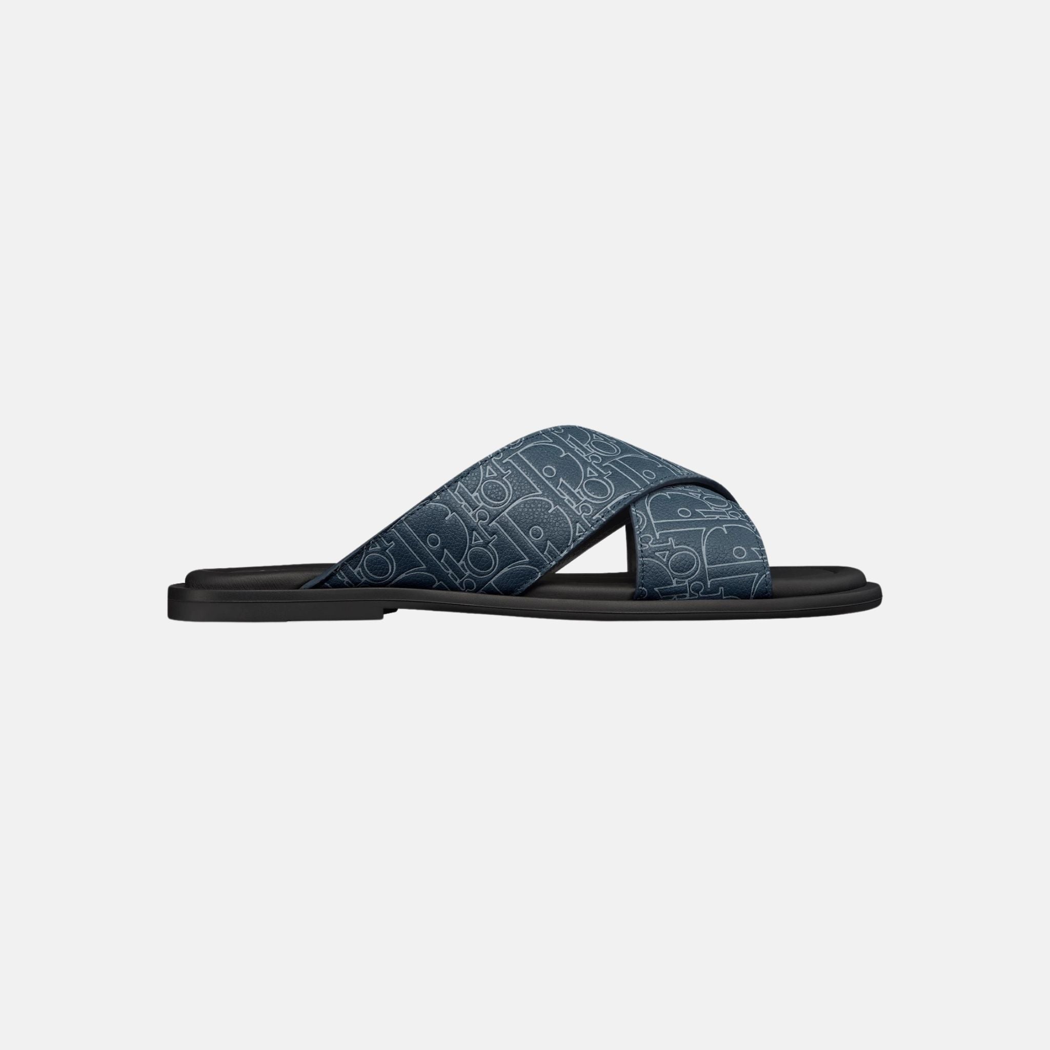 Dior Alias Sandal In Gravity Outline Leather, Navy Blue, Side