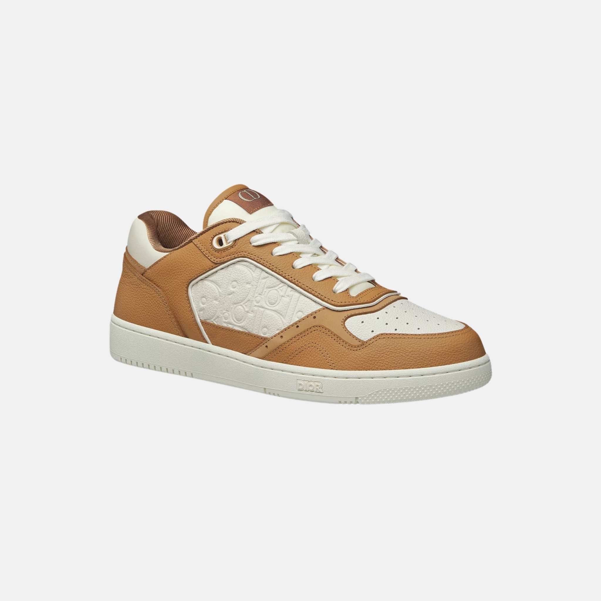 Dior B27 Uptown Low Top Sneaker In Grained Calfskin With Gravity Leather, Cognac, Front