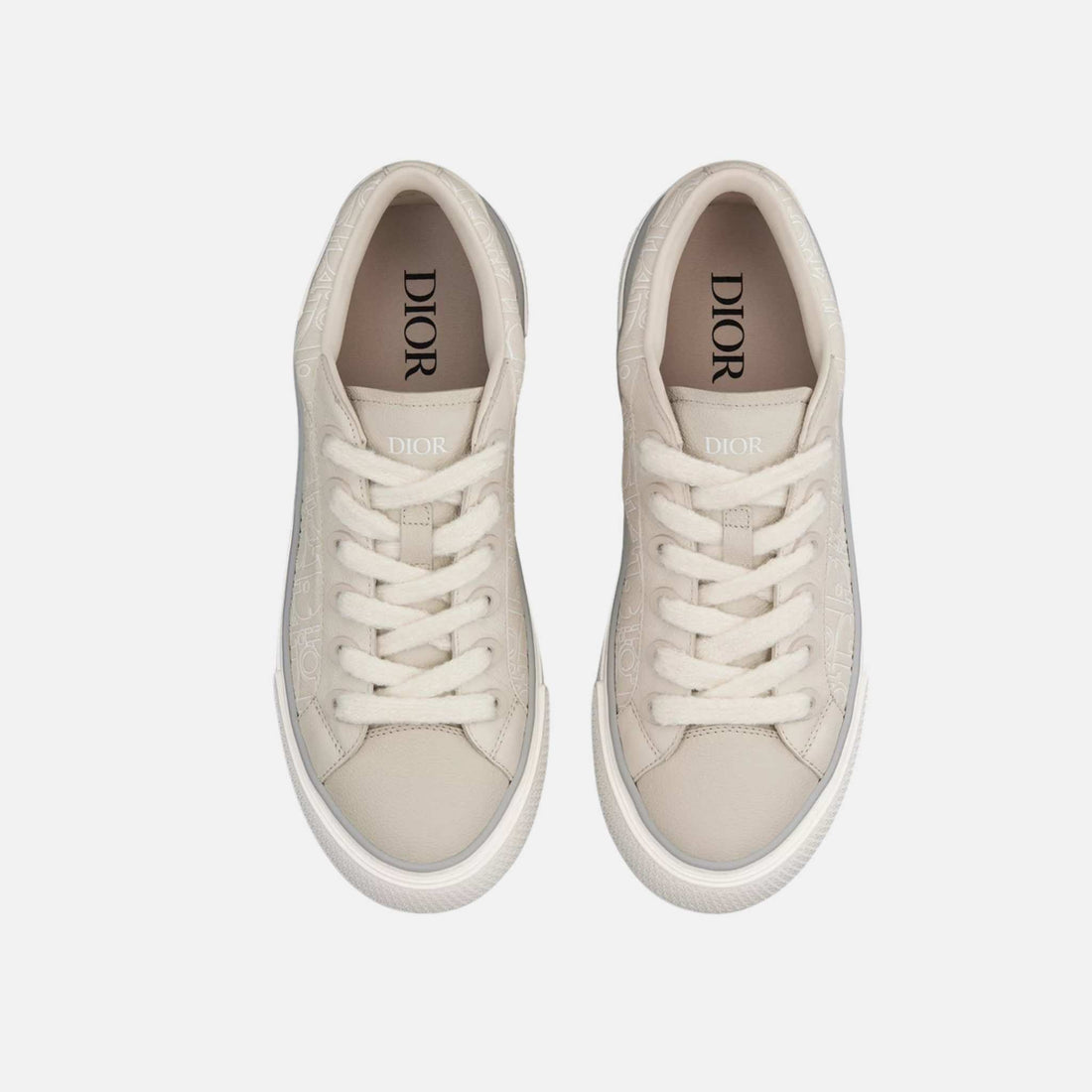 Dior B33 Spin Sneaker من جلد العجل المحبب وجلد Gravity Outline، بيج، من الأعلى