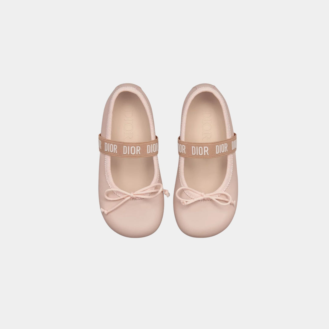 حذاء Dior Baby Ballet Flat من جلد العجل، وردي فاتح، من الأعلى