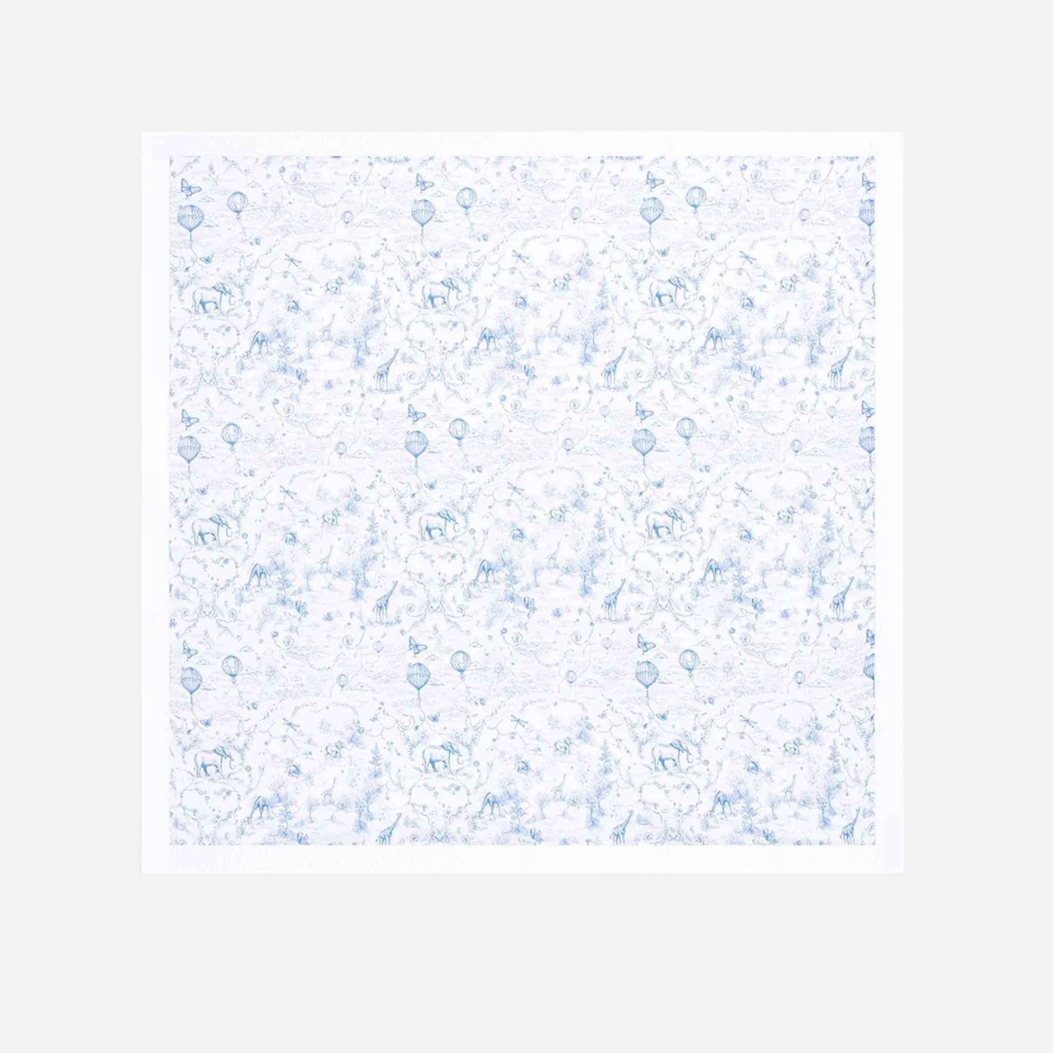 Dior Baby Blanket White Cotton Knit, LightBlue, FrontView