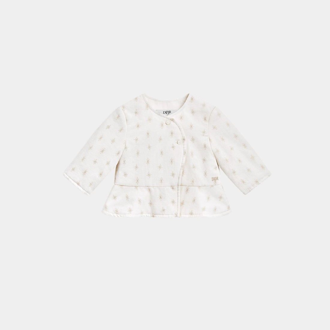 Dior Baby Blouse Ivory Cotton with Gold-Tone Jacquard Star Motif, Front