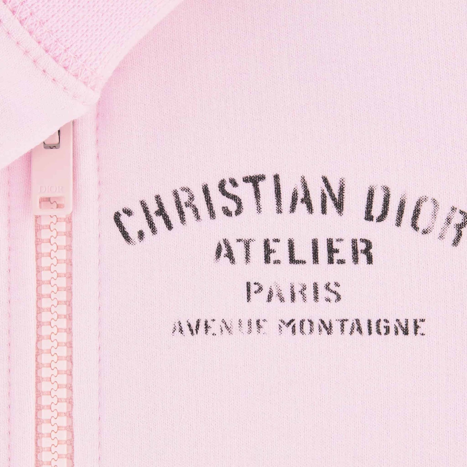 Dior Baby Christian Dior Atelier Zipped Hooded Sweatshirt Pale Pink Cotton Fleece, Close