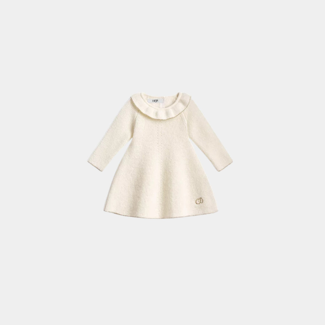 Dior Baby Flared Dress Ivory Alpaca and Wool Blend Knit, Front