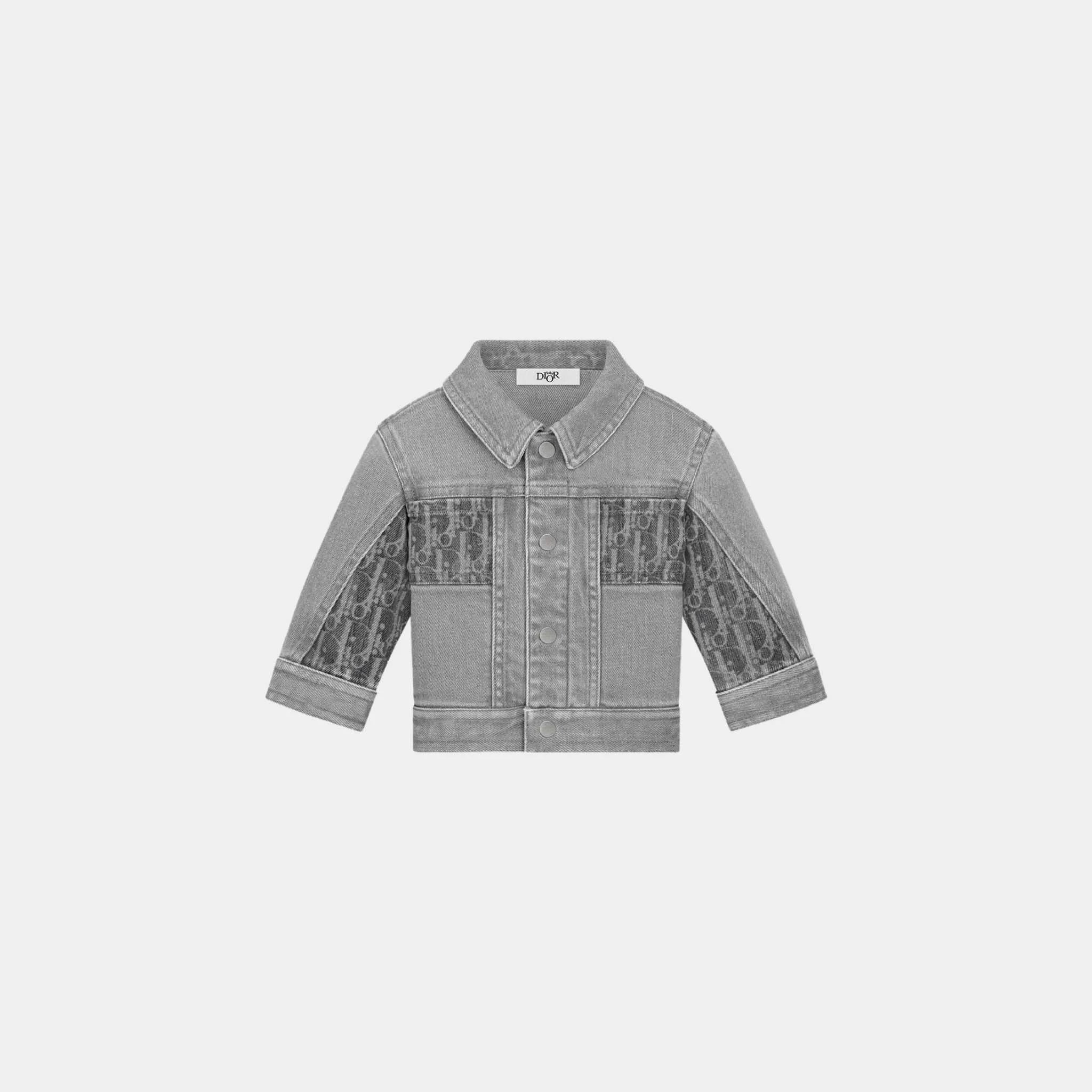 Dior Baby Jacket Gray Dior Oblique Stonewashed Cotton Denim, Front