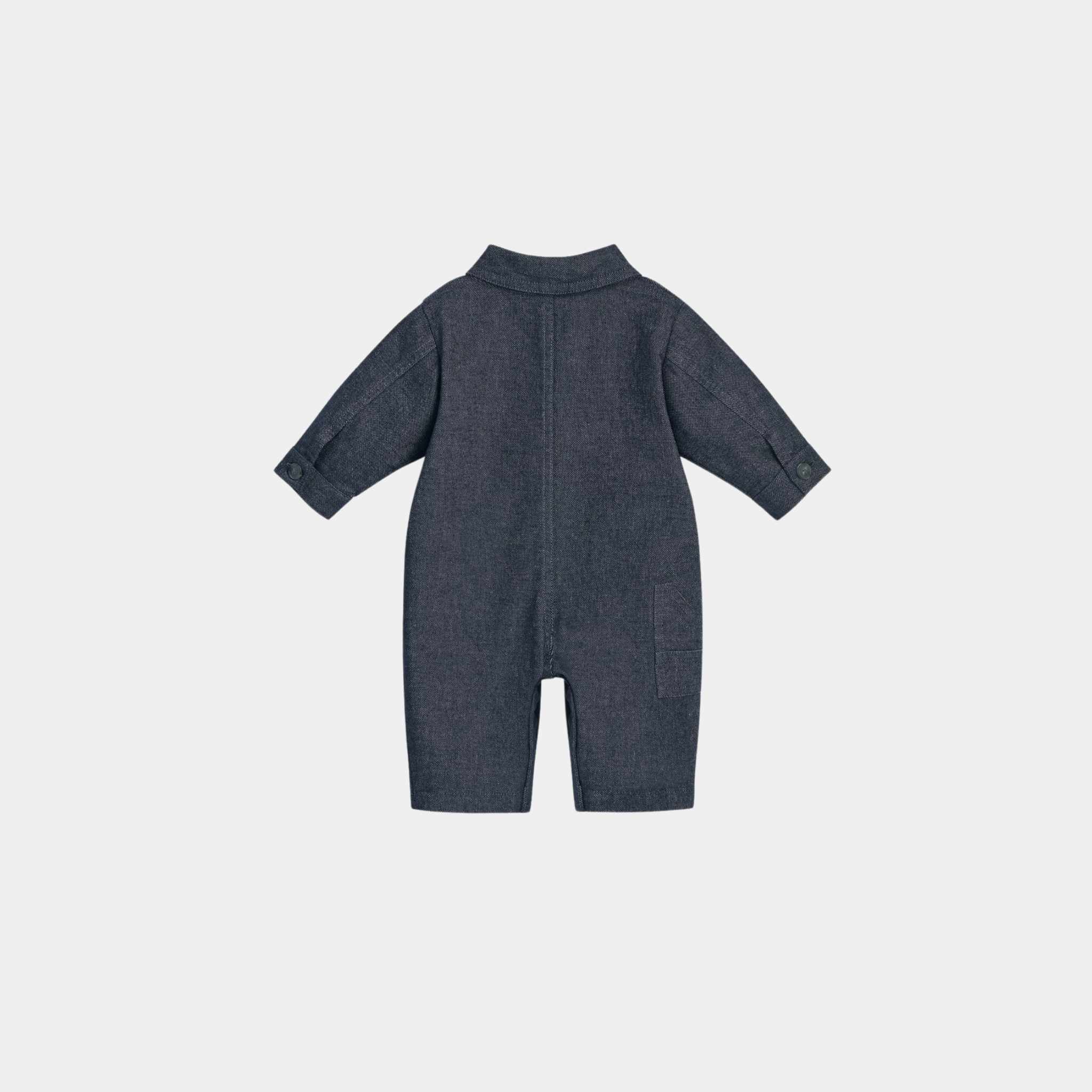 Dior Baby Jumpsuit Blue Denim-Effect Cotton Gabardine, Back