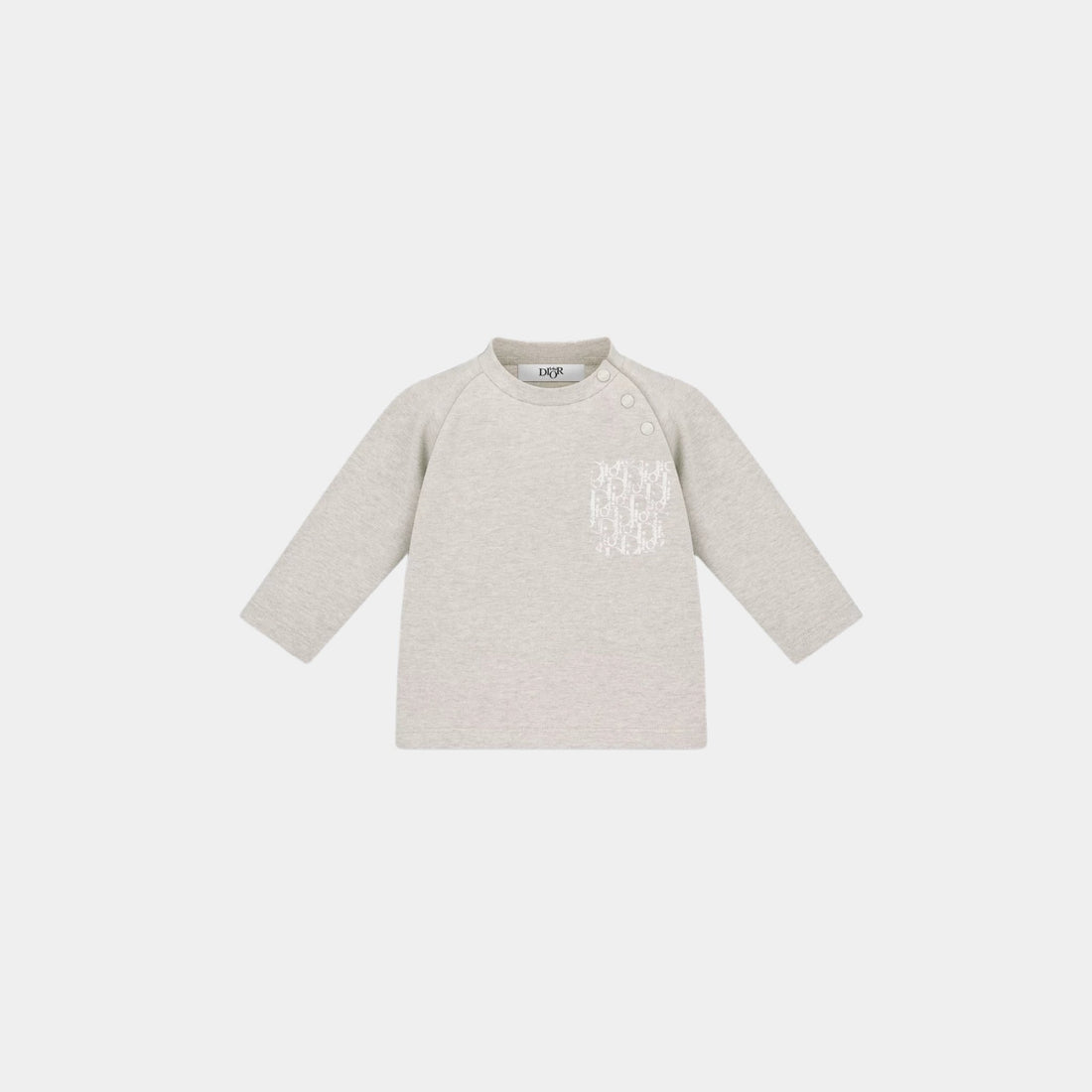 Dior Baby Long-Sleeved T-Shirt Heathered Beige Cotton Jersey, Front