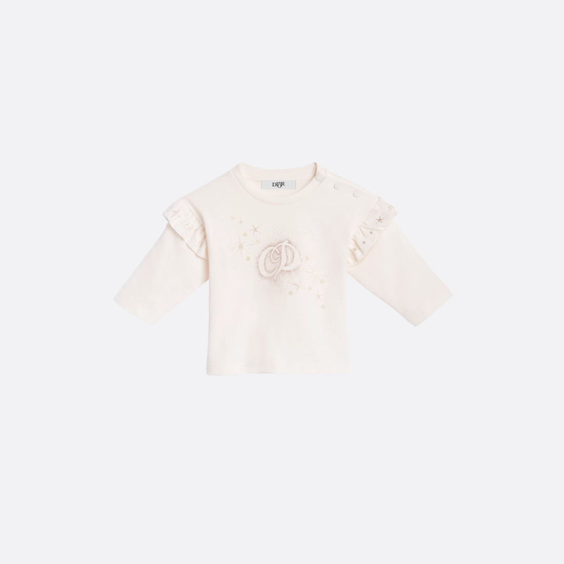 Dior Baby Long-Sleeved T-Shirt Vanilla White Cotton Jersey, Front