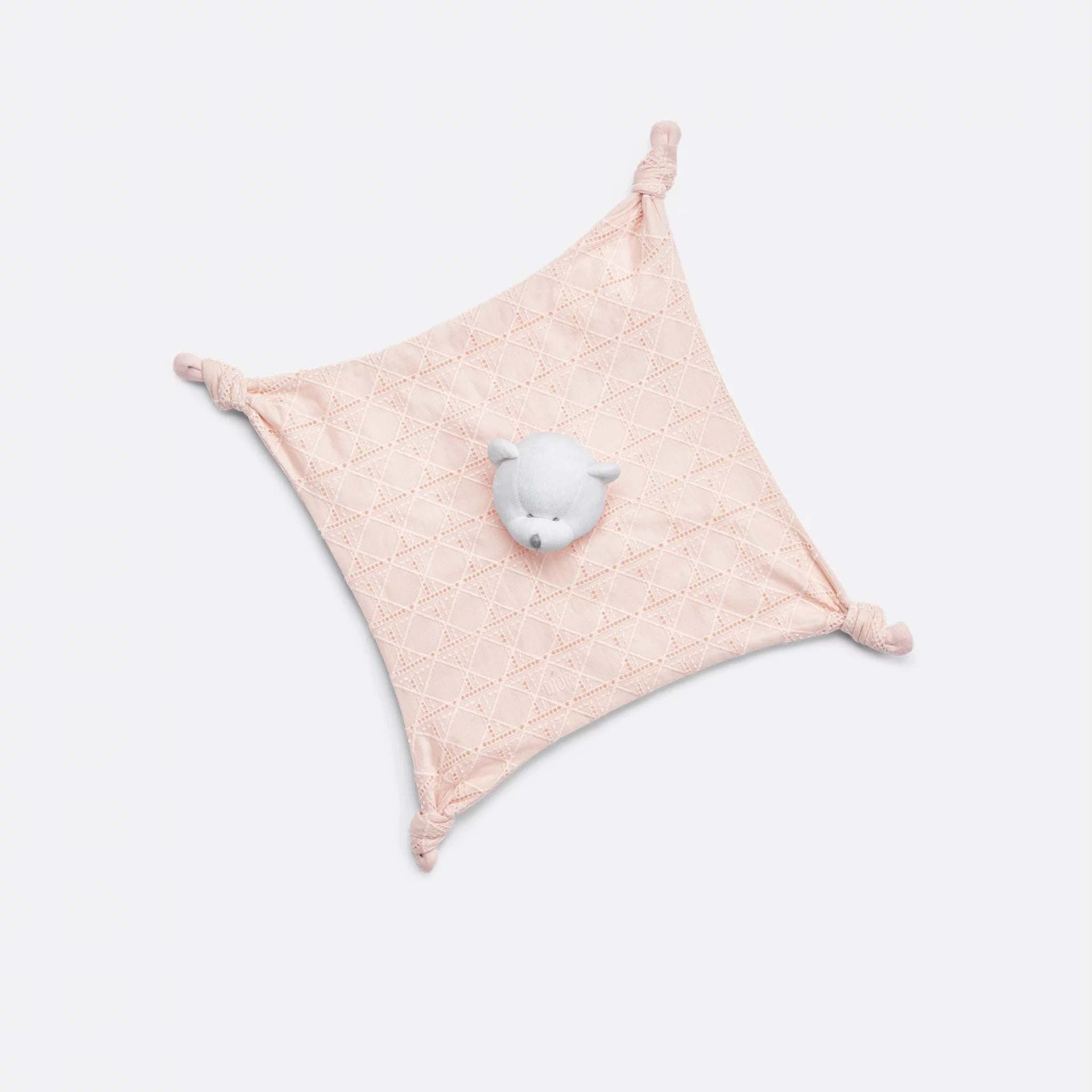 Bear Lovey Blanket Pale Pink Cannage Cotton Voile and Jersey