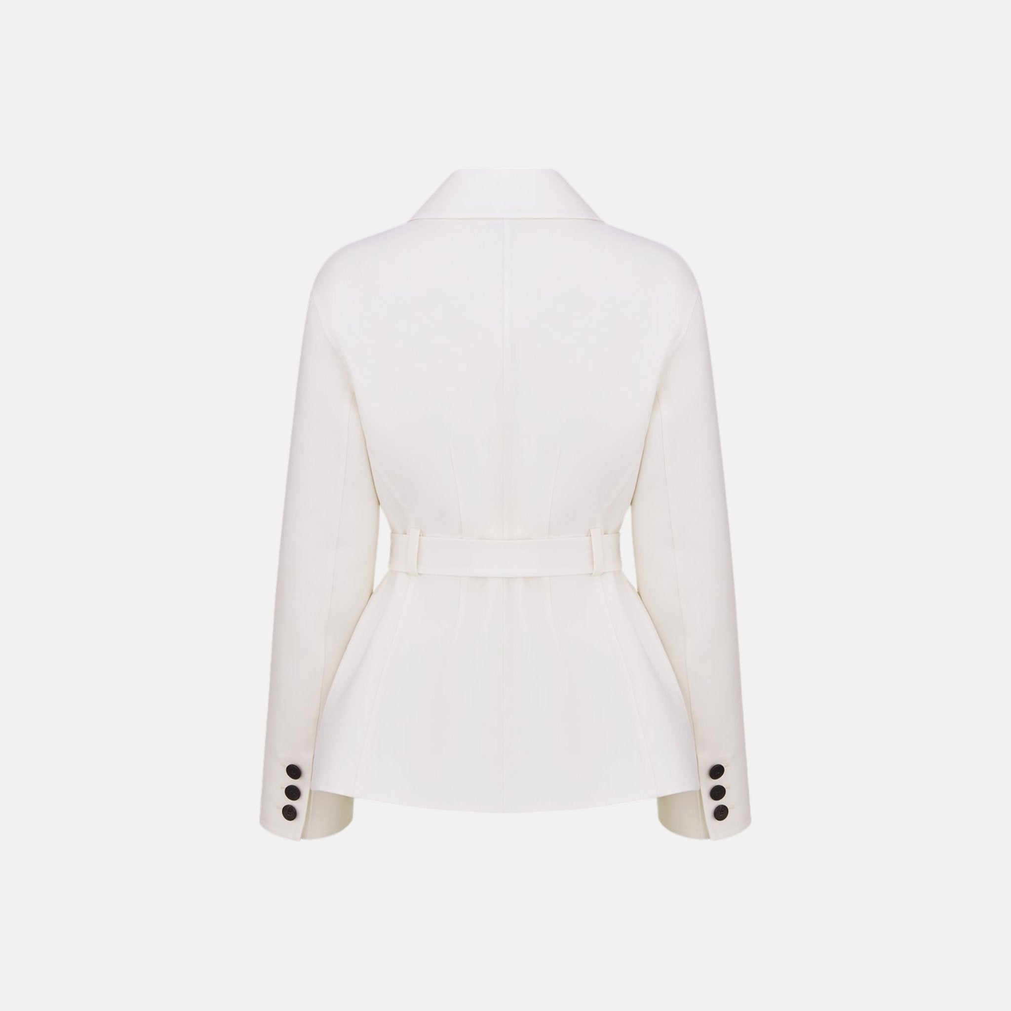 Dior Belted Jacket In Virgin Wool And Silk Gabardine, White, Back