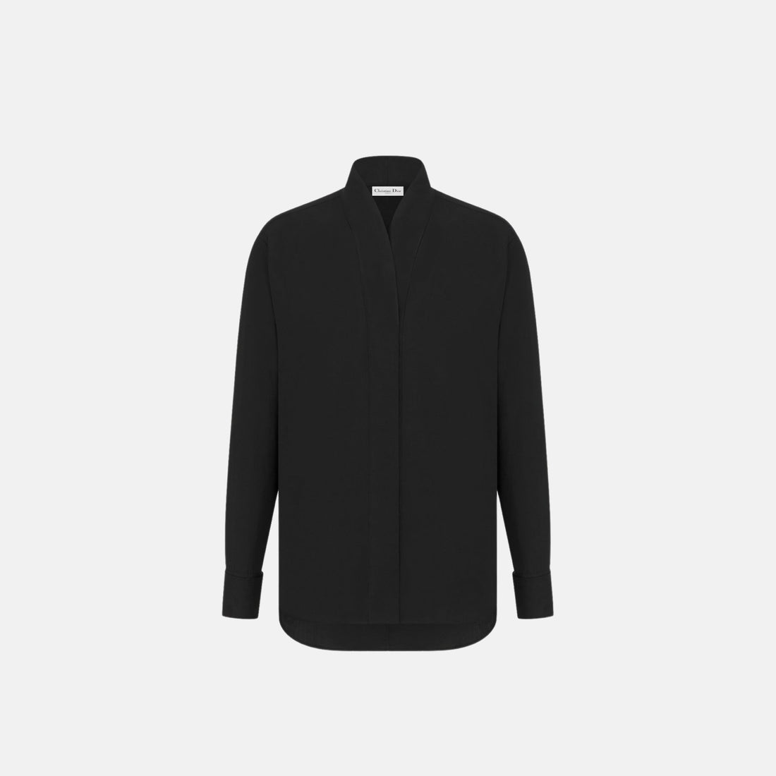 Dior Blouse In Cotton Poplin With Long Sleeves, Black, Front