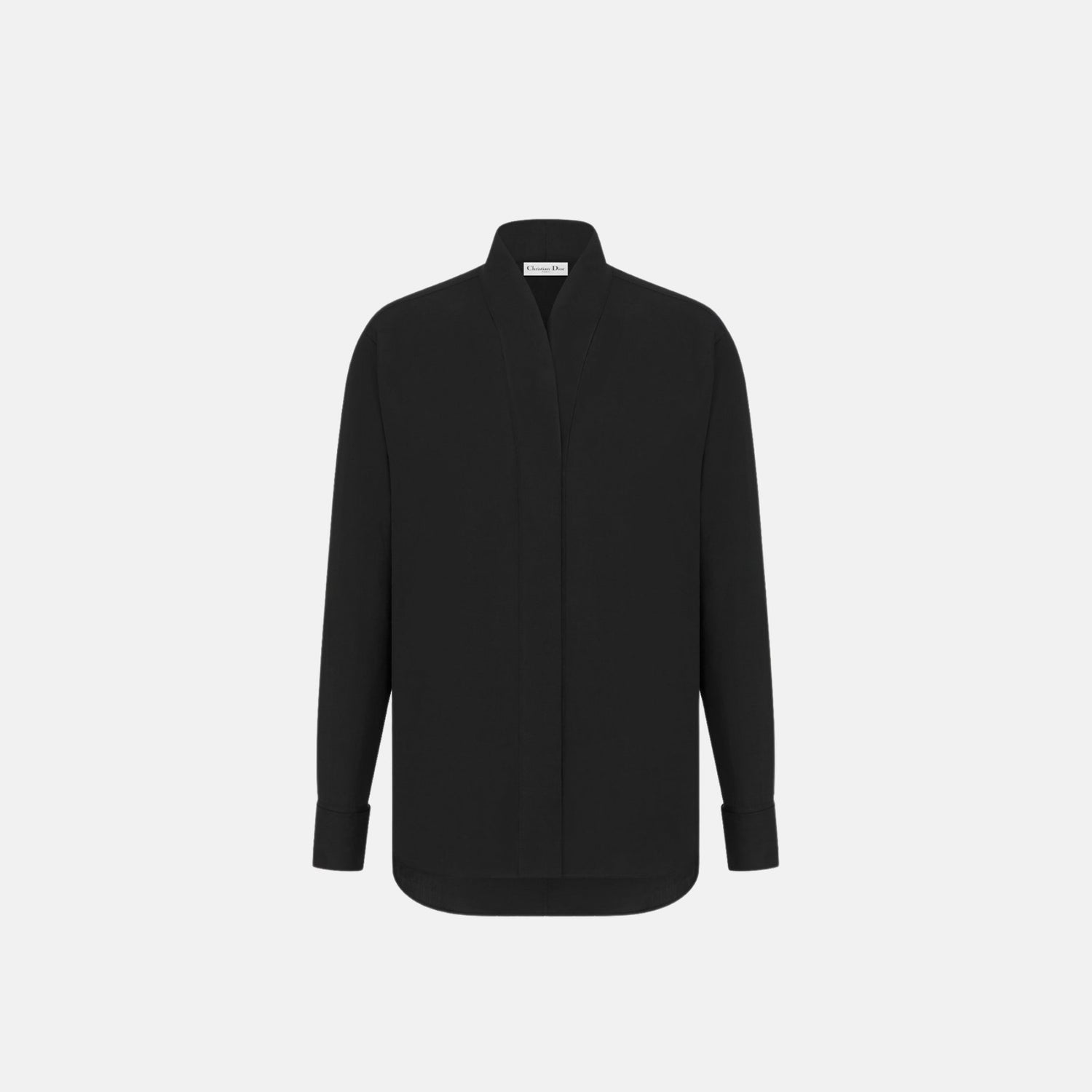 Dior Blouse In Cotton Poplin With Long Sleeves, Black, Front