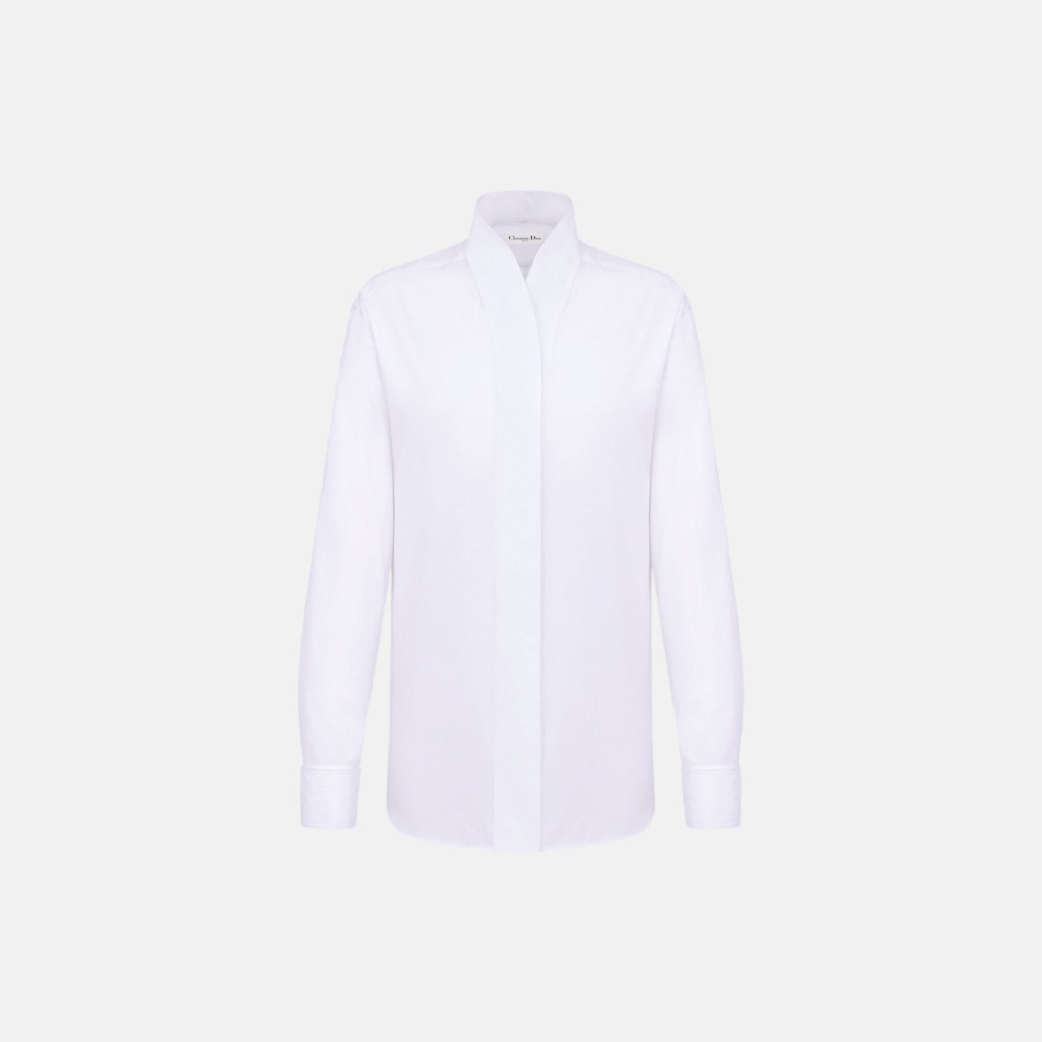 Dior Blouse In Cotton Poplin With Long Sleeves, White, Front