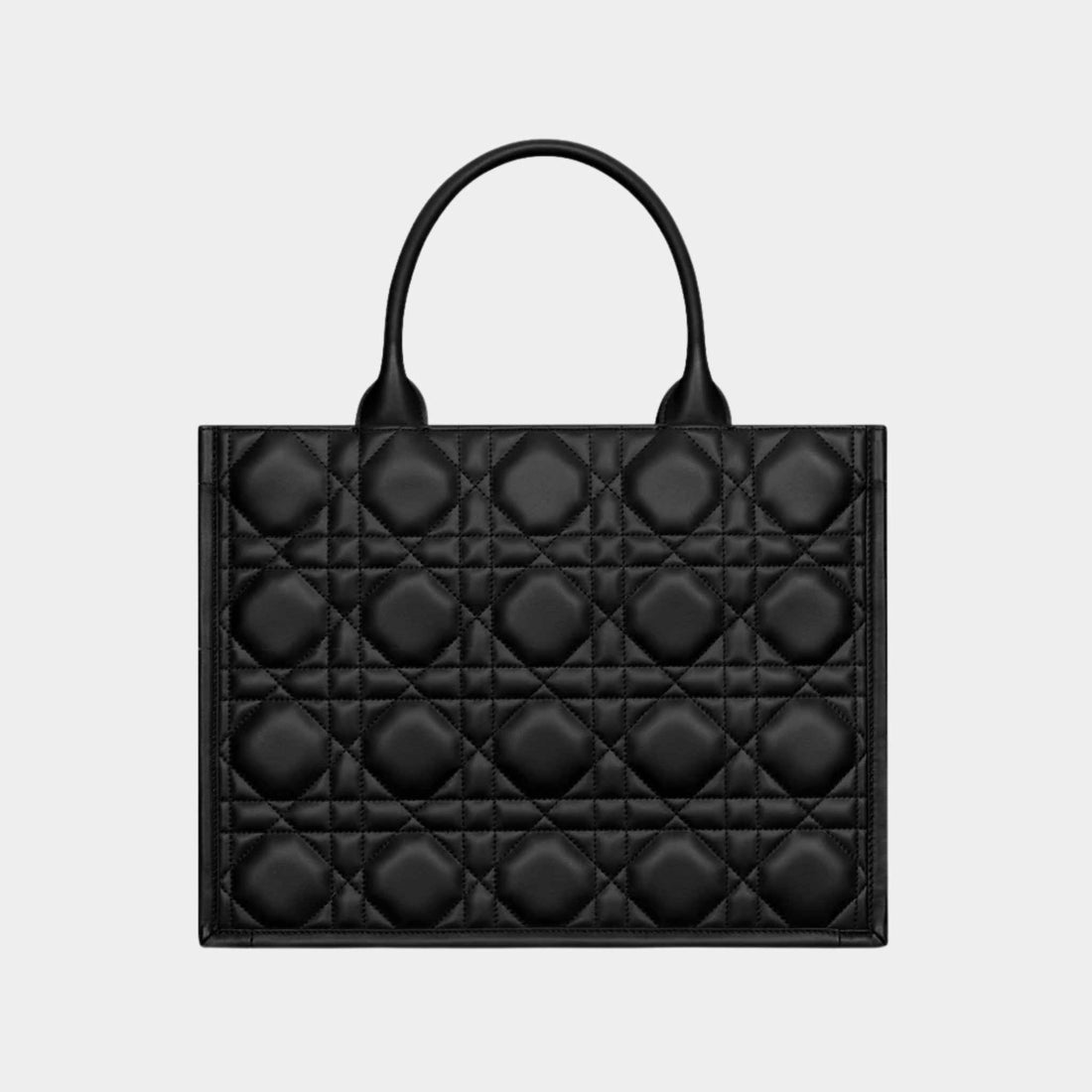 حقيبة Dior Book Tote متوسطة من جلد العجل Macrocannage، سوداء، من الخلف