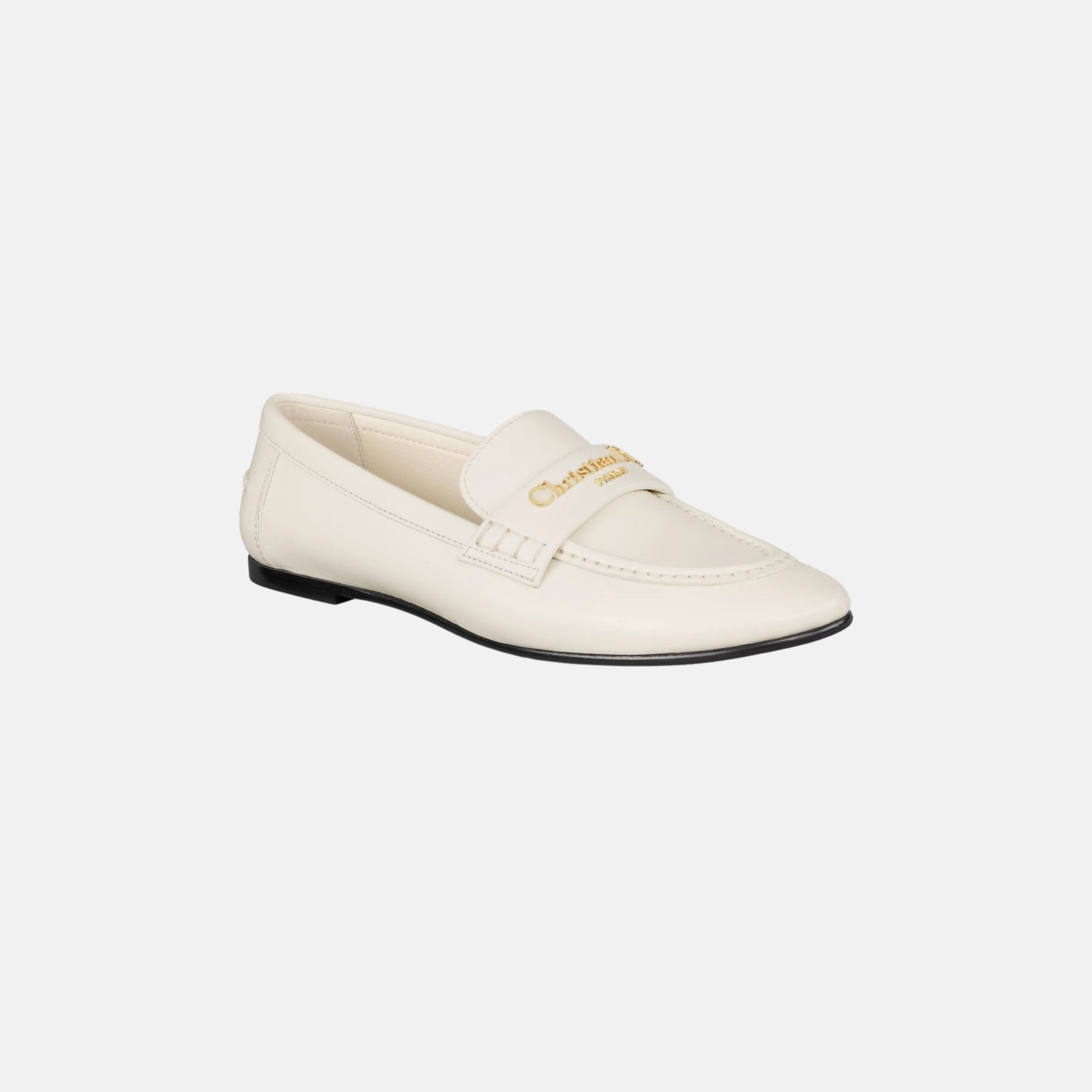 Dior Boy Loafer In Supple Calfskin, White, Front