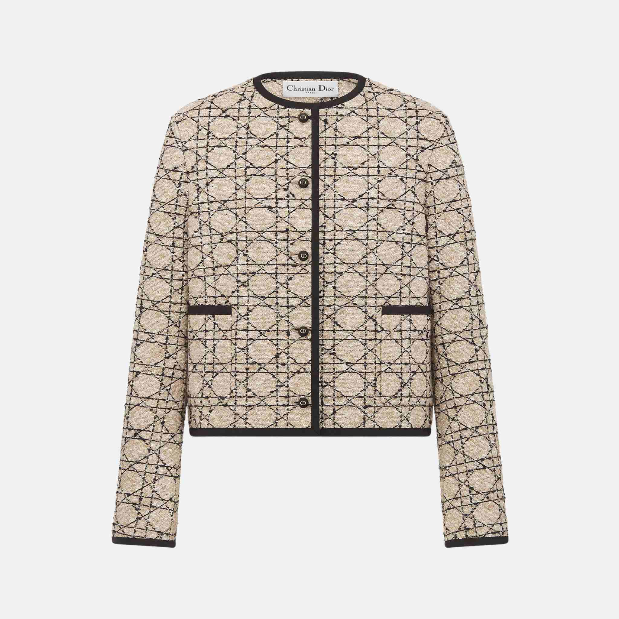 Dior Cannage Cropped Jacket, Beige, Front