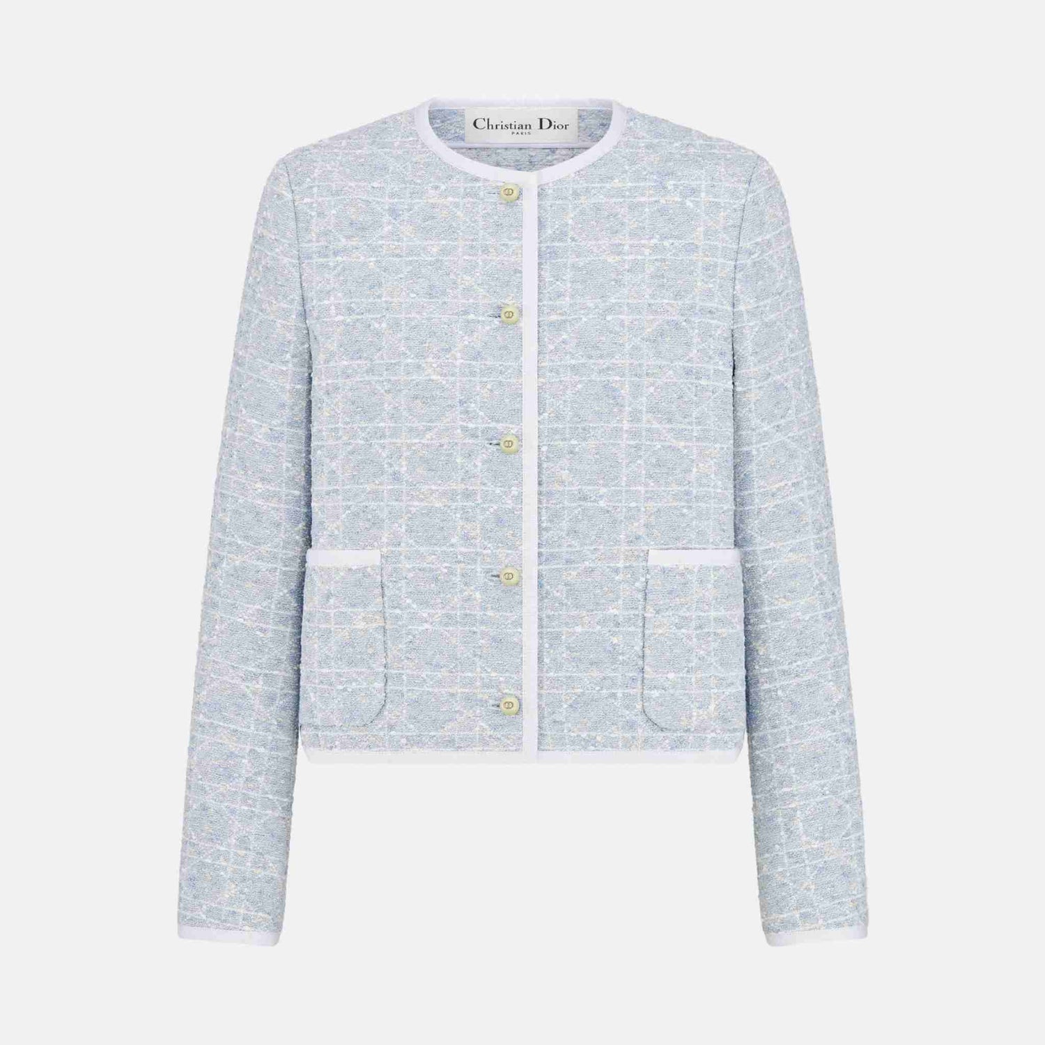 Dior Cannage Cropped Jacket, Sky Blue, Front