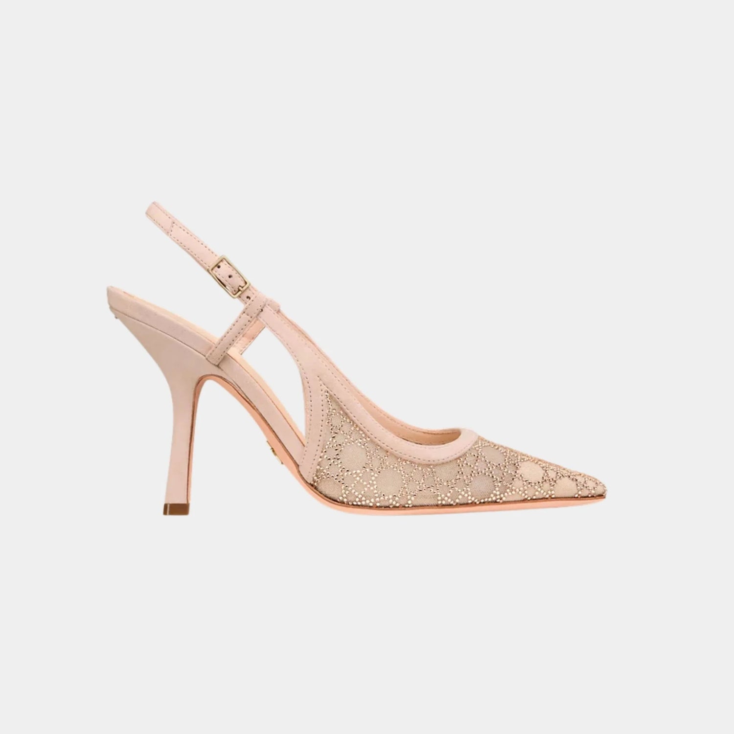 Dior Capture Slingback Pump Mesh with Rhinestone and Suede, Nude, Side