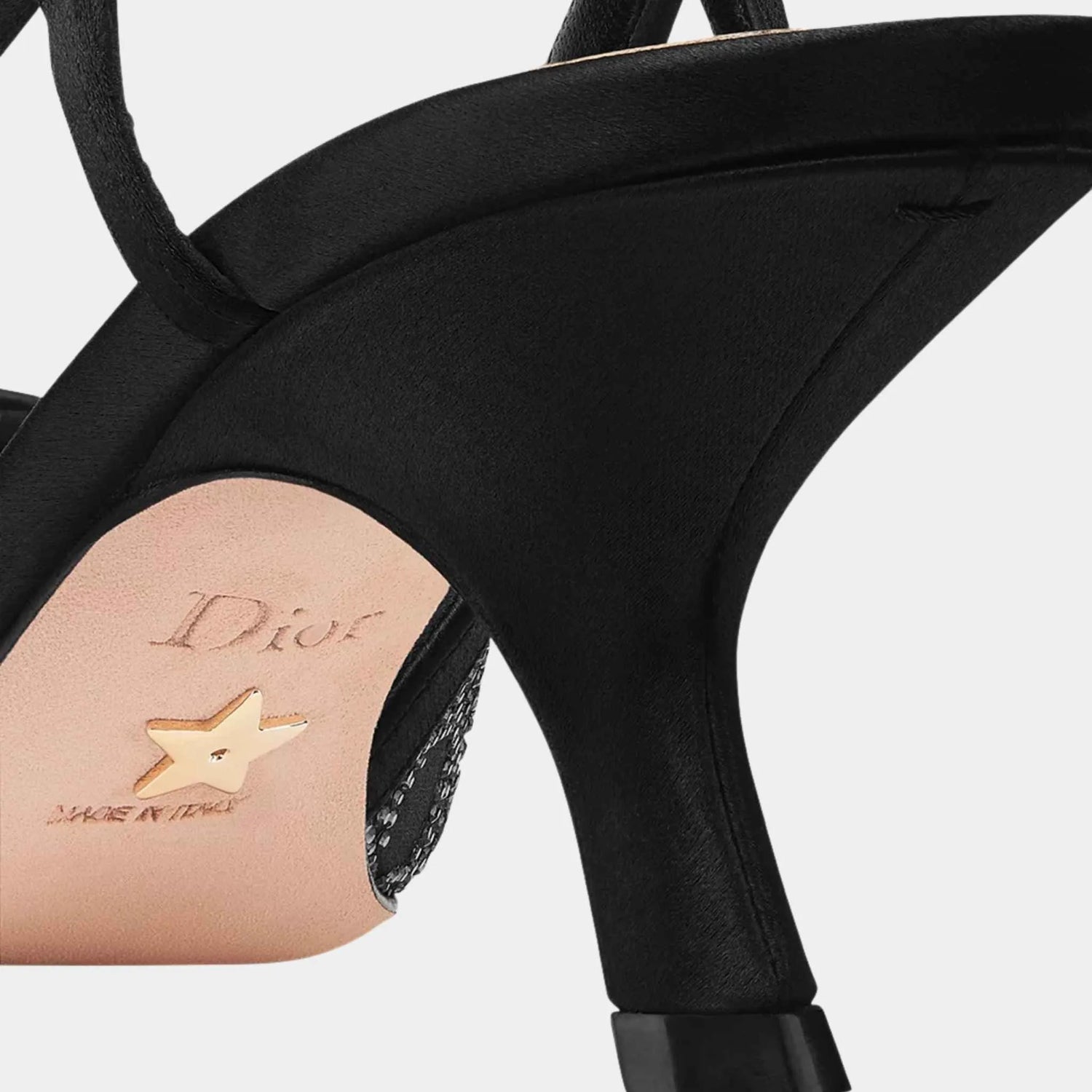 Dior Capture Slingback Pump Satin with Rhinestone Pattern, Black, Back