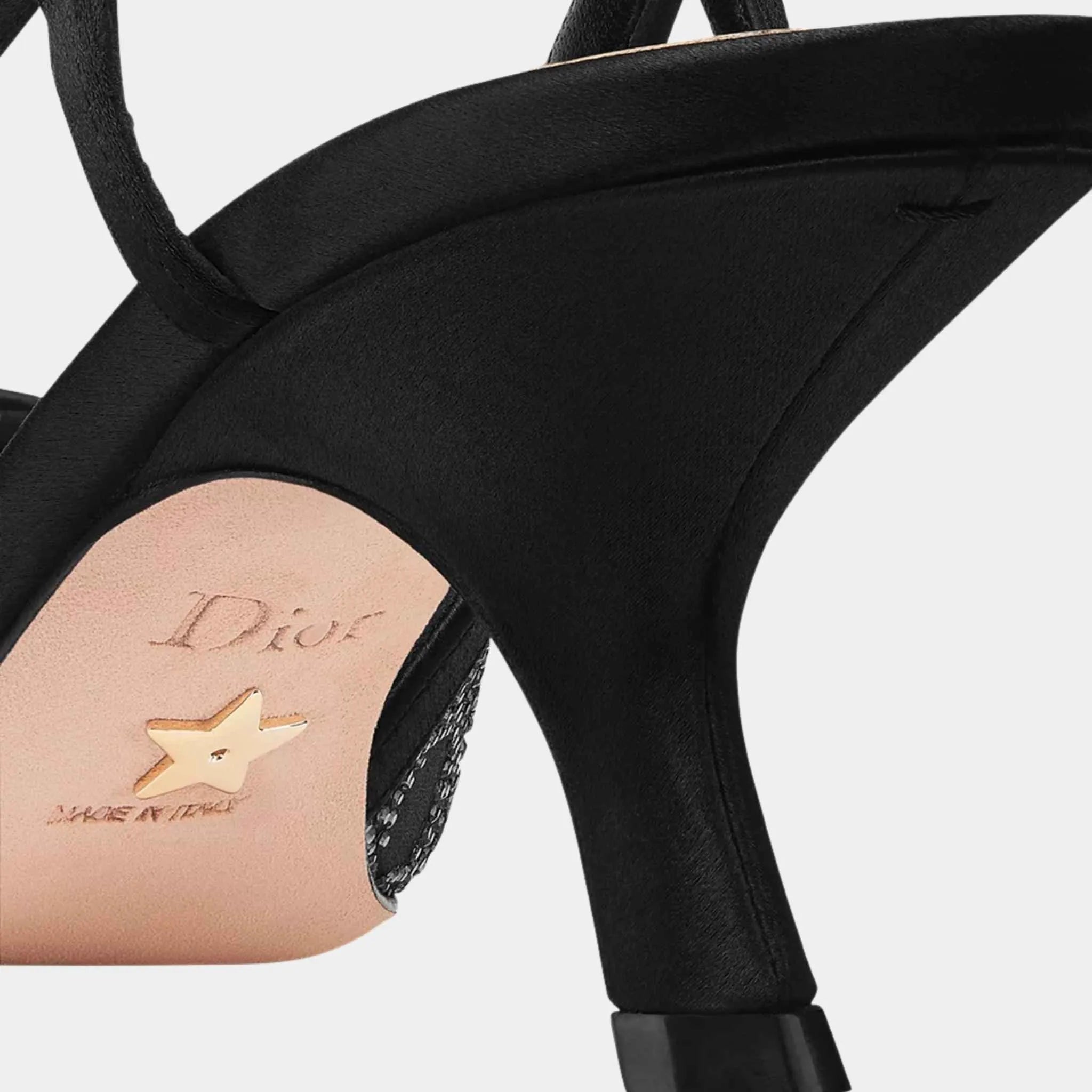 Dior Capture Slingback Pump Satin with Rhinestone Pattern, Black, Back