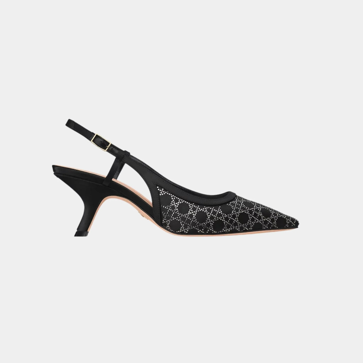 حذاء Pump Dior Capture Slingback من ساتان بنقشة مرصعة بالكريستال