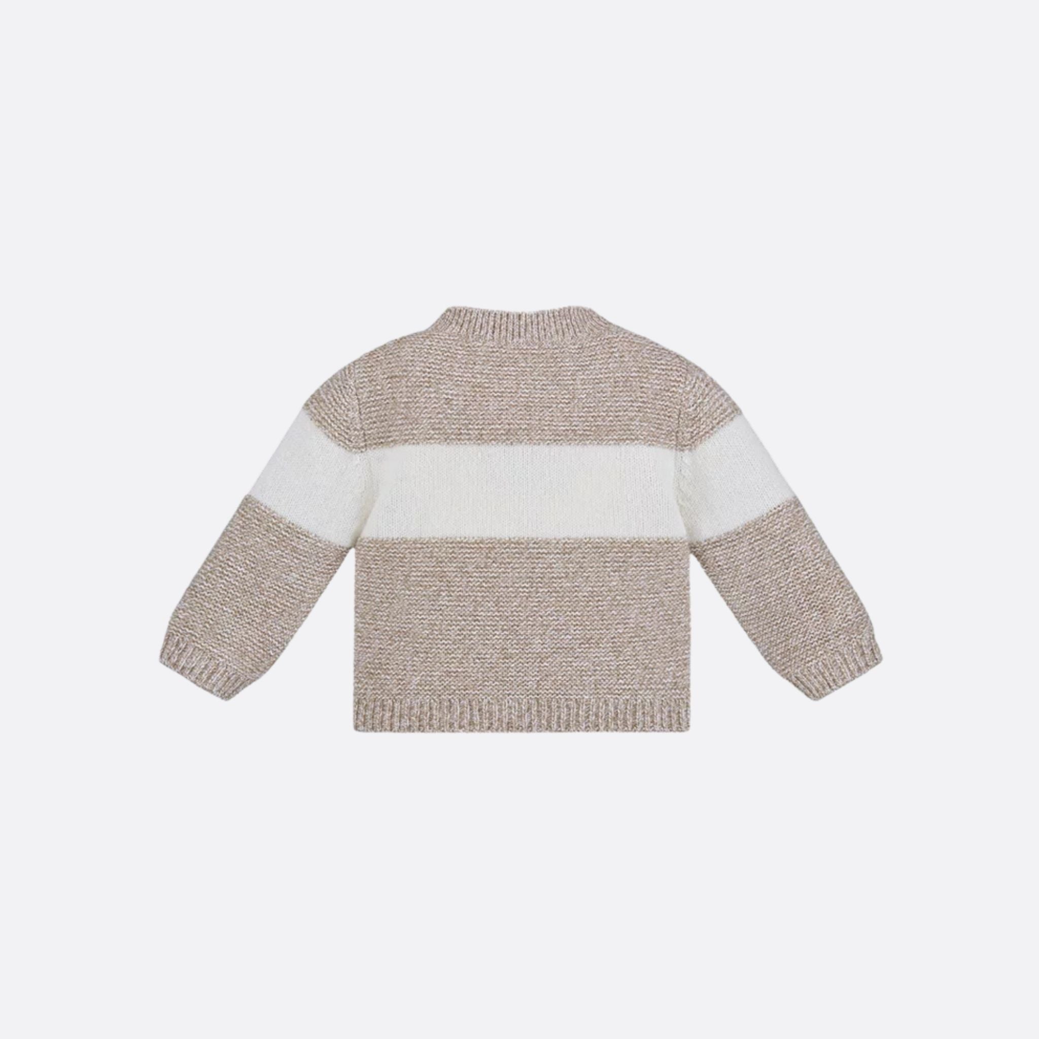 Dior Cardigan Heathered Beige and Ivory Wool and Cashmere Tricot Knit, BackView