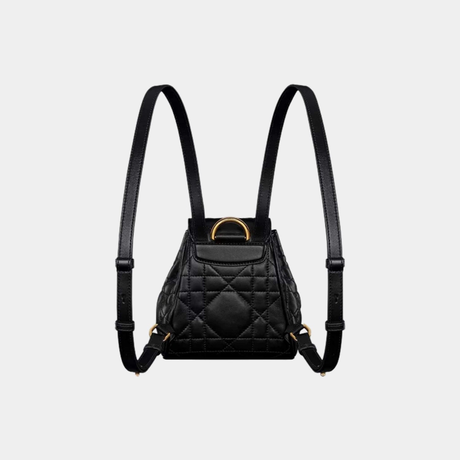 Dior Caro Nano Backpack Macrocannage Lambskin, Black, Back