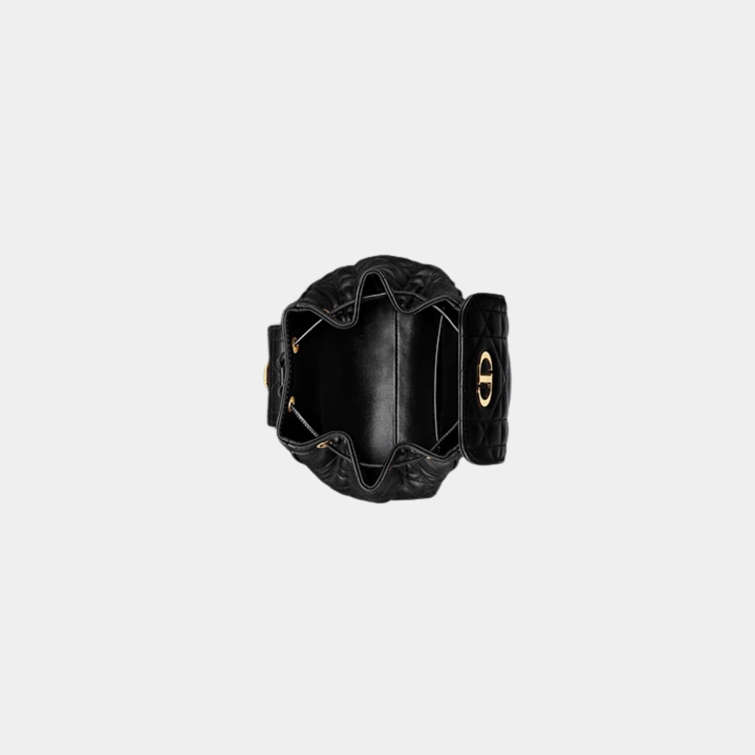 Dior Caro Nano Backpack Macrocannage Lambskin, Black, Top