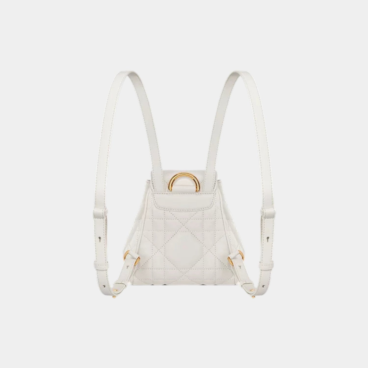 Dior Caro Nano Backpack Macrocannage Lambskin, White, Back