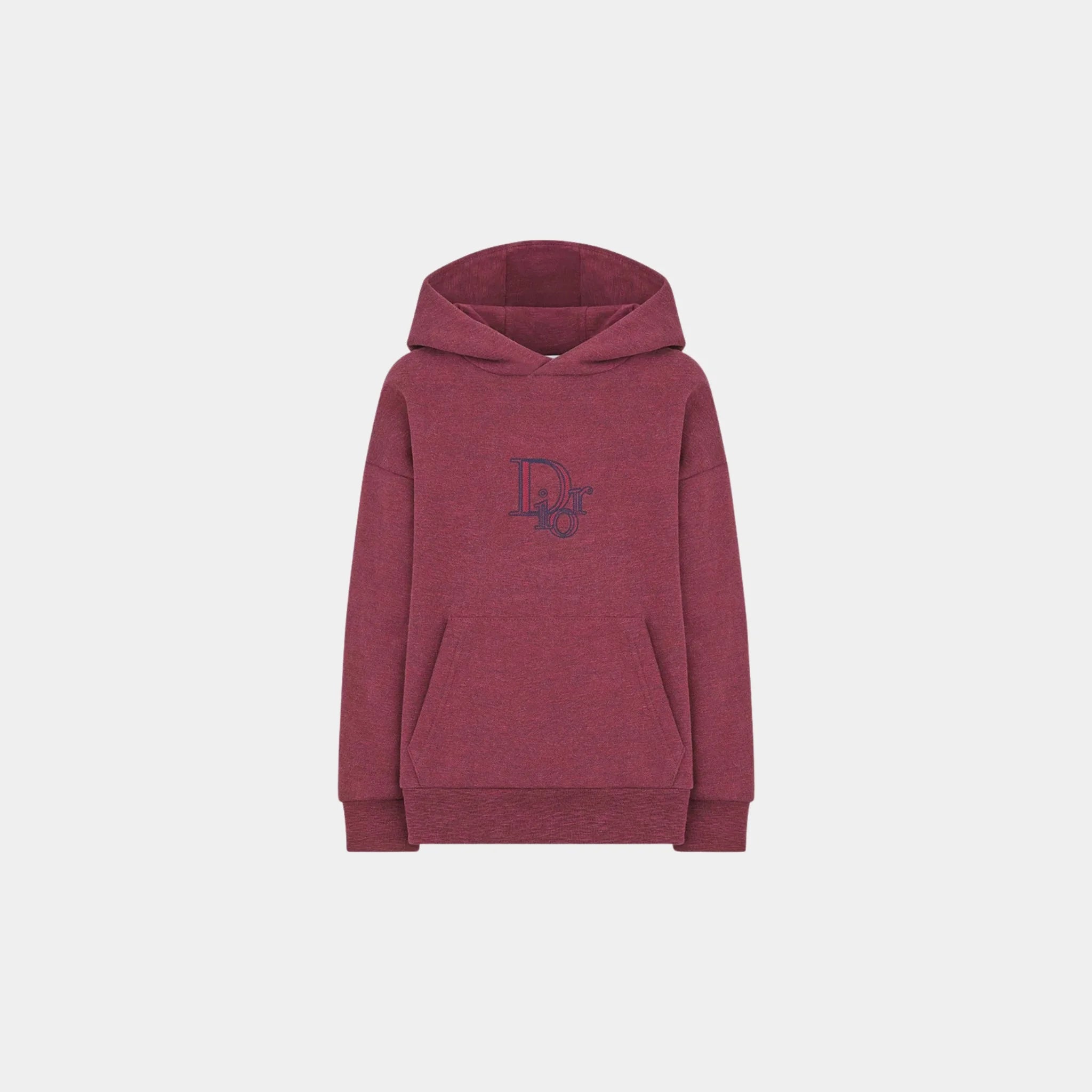 Dior Childrens Hooded Sweatshirt Cotton Fleece, Burgundy, Front