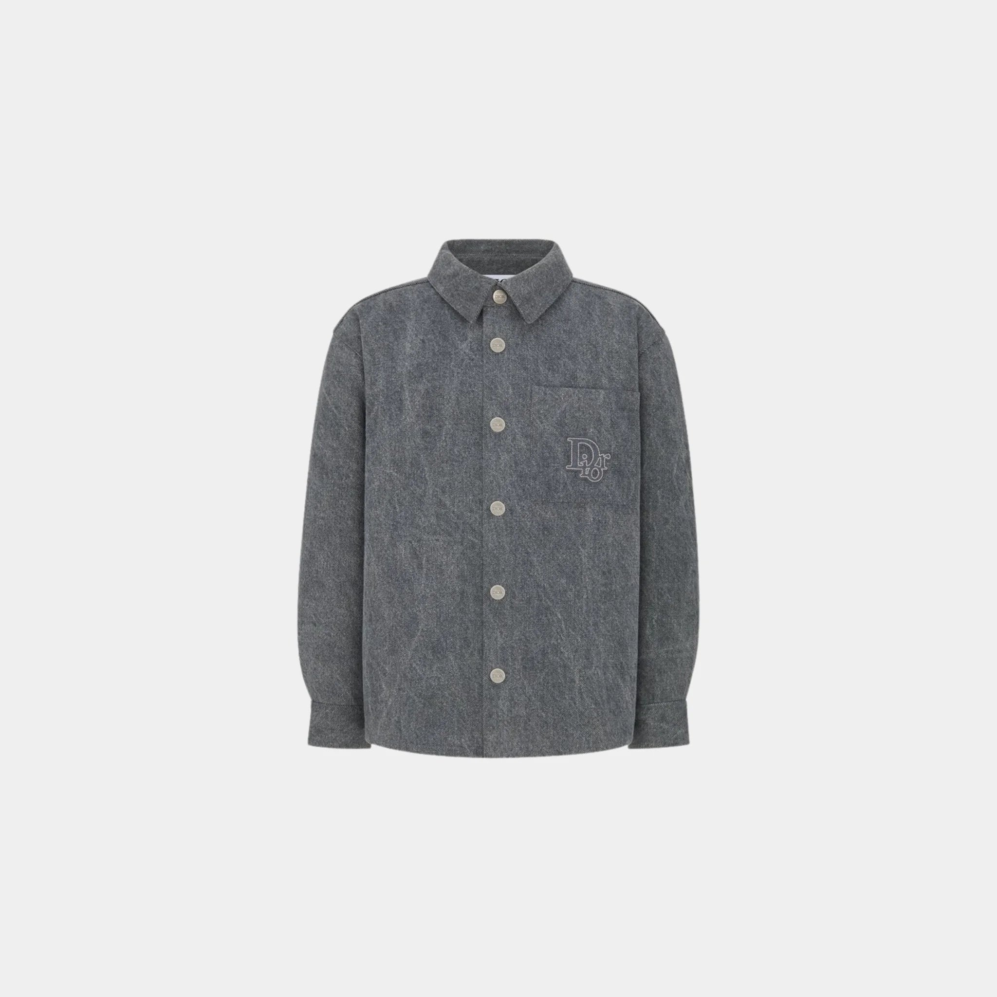 Dior Childrens Overshirt Washed Gray Cotton Canvas, Front