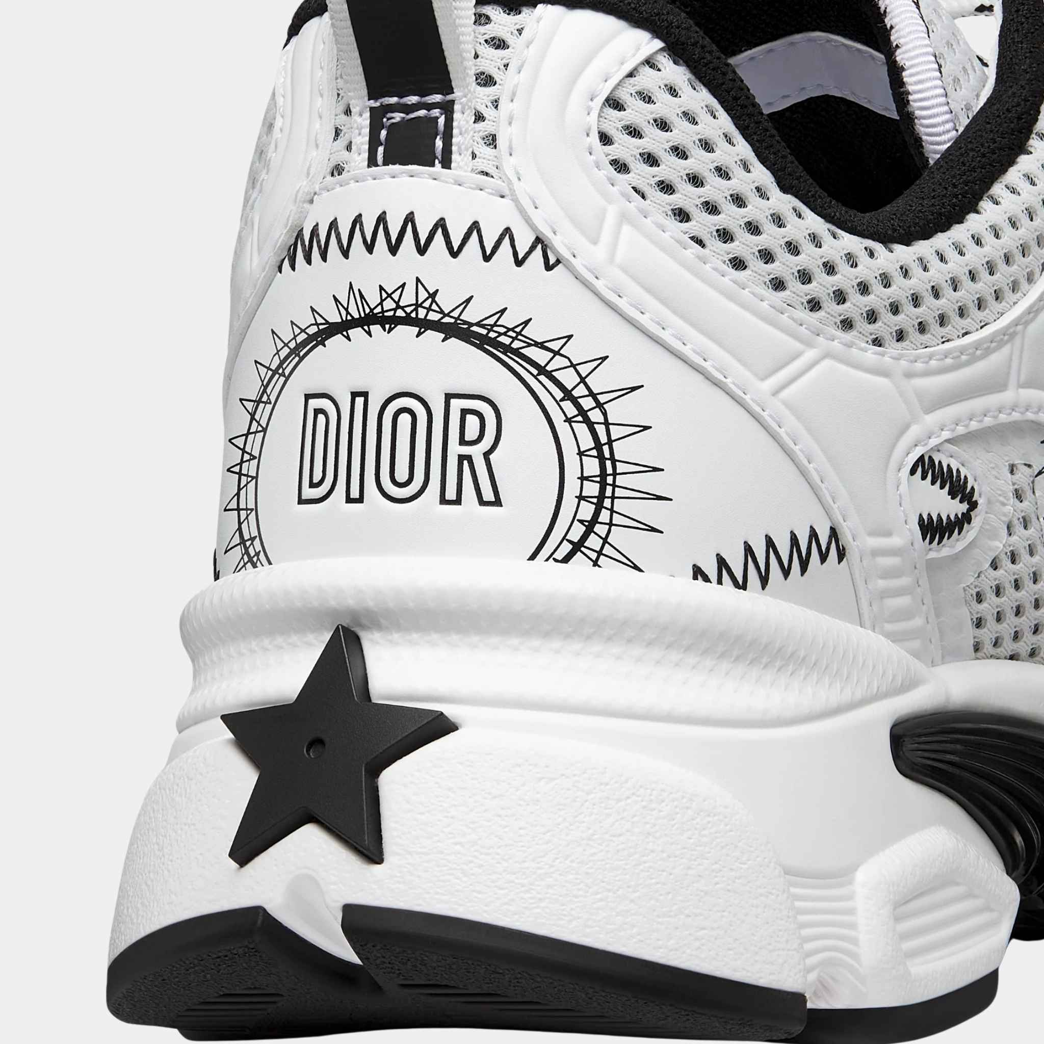 Dior Chrono Sneaker Trainers Mesh And black with Black Leather Effect, Rear