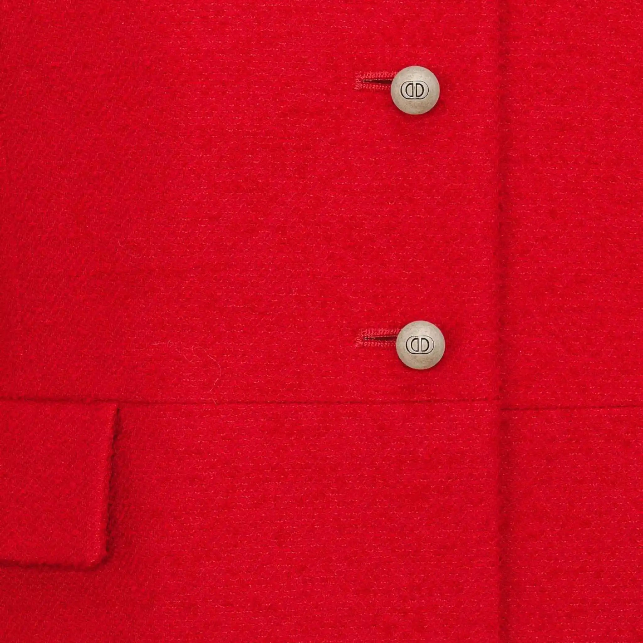 Dior Cropped Jacket Red Wool And Silk, Close