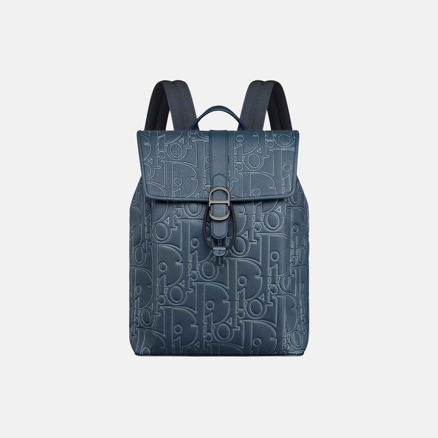 Dior Daily Backpack With Flap In Outline Leather And Grained Calfskin, Front