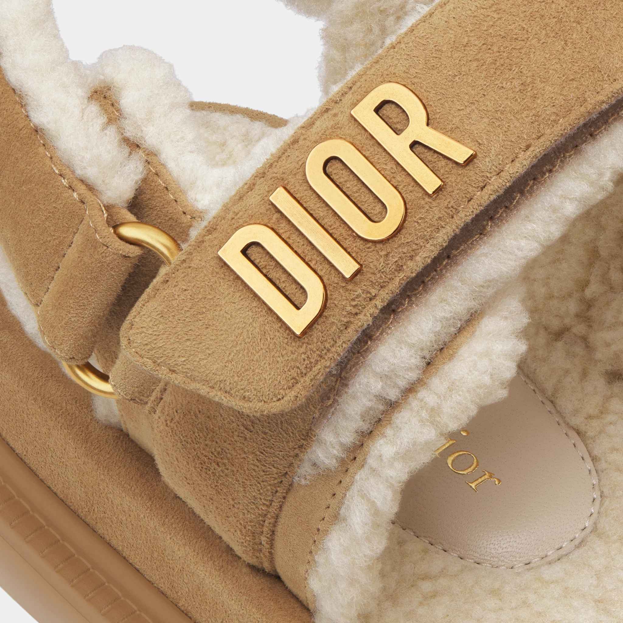 Dior Dioract Sandal Beige Suede Goatskin, Closeup